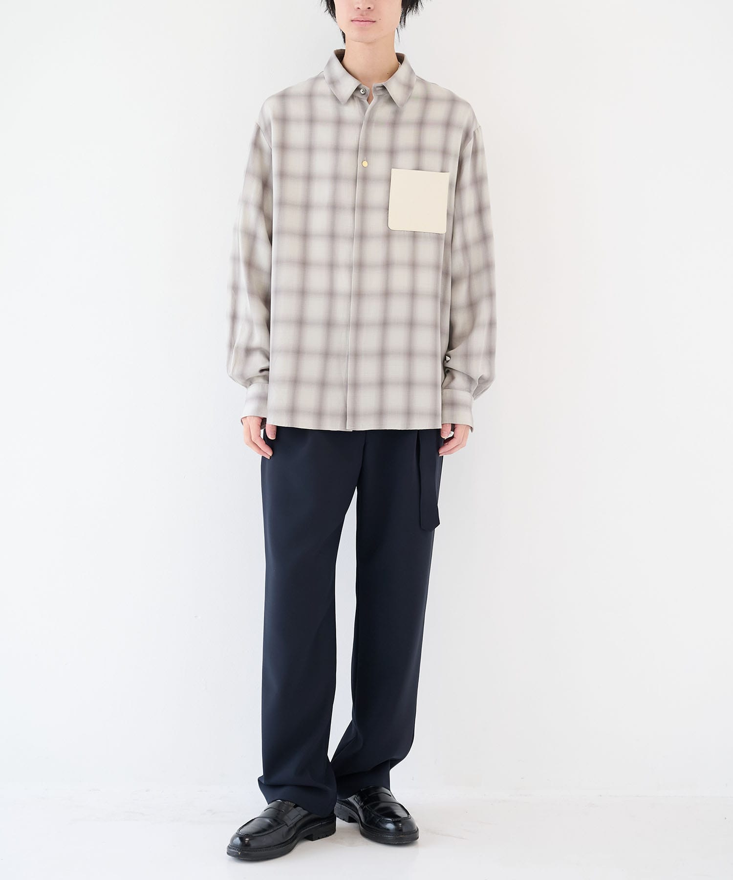 別注 Leather Pocket L/S Check Shirts CULLNI