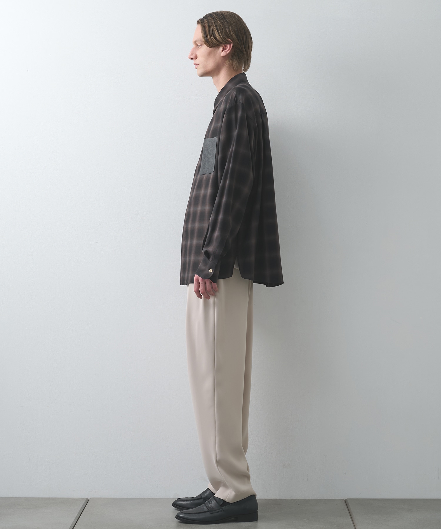 別注 Leather Pocket L/S Check Shirts CULLNI