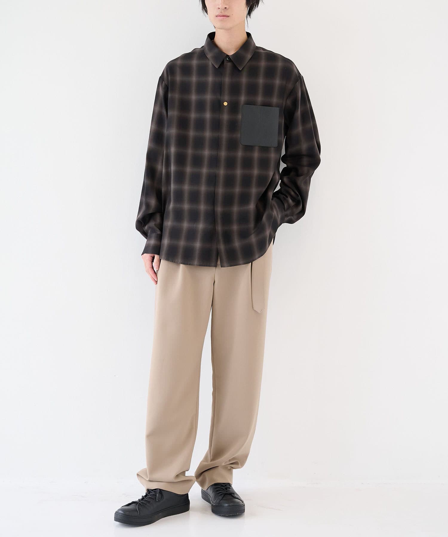 別注 Leather Pocket L/S Check Shirts CULLNI