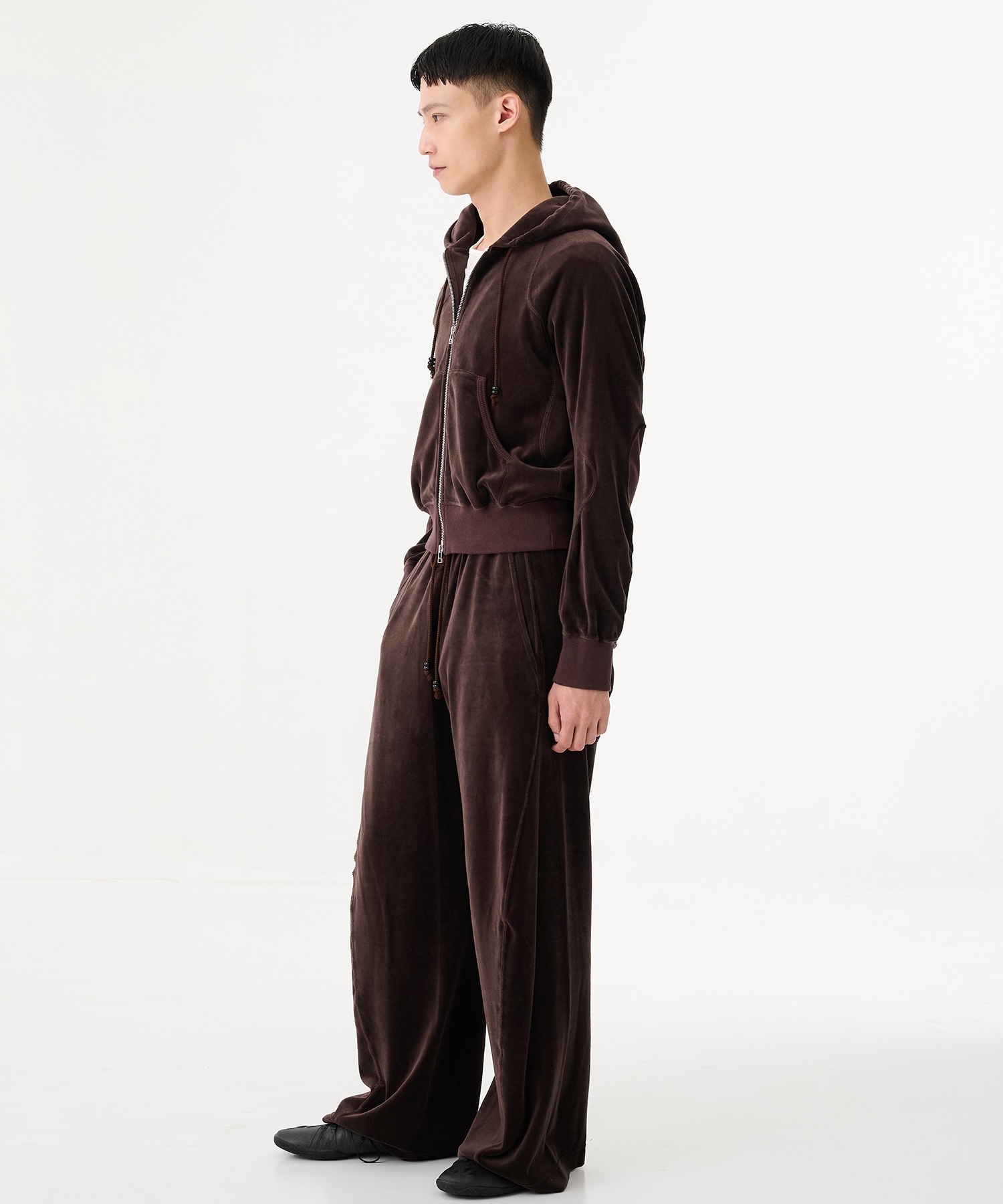 VELOUR ZIP UP HOODIE NVRFRGT