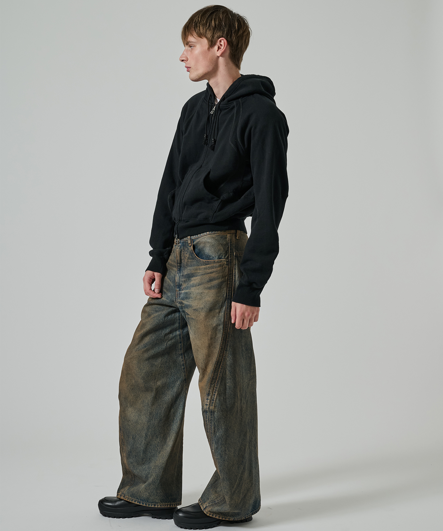 PANELLED ZIP UP HOODIE NVRFRGT