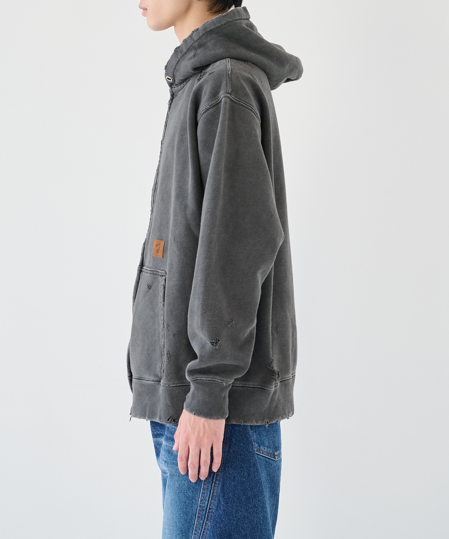 DAMAGE PATCH ZIP HOODIE JieDa