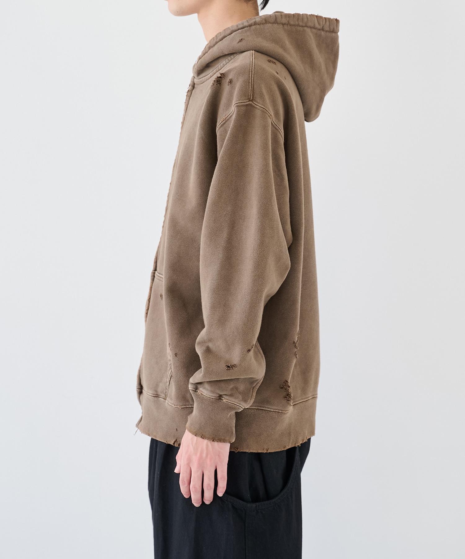 DAMAGE PATCH ZIP HOODIE JieDa
