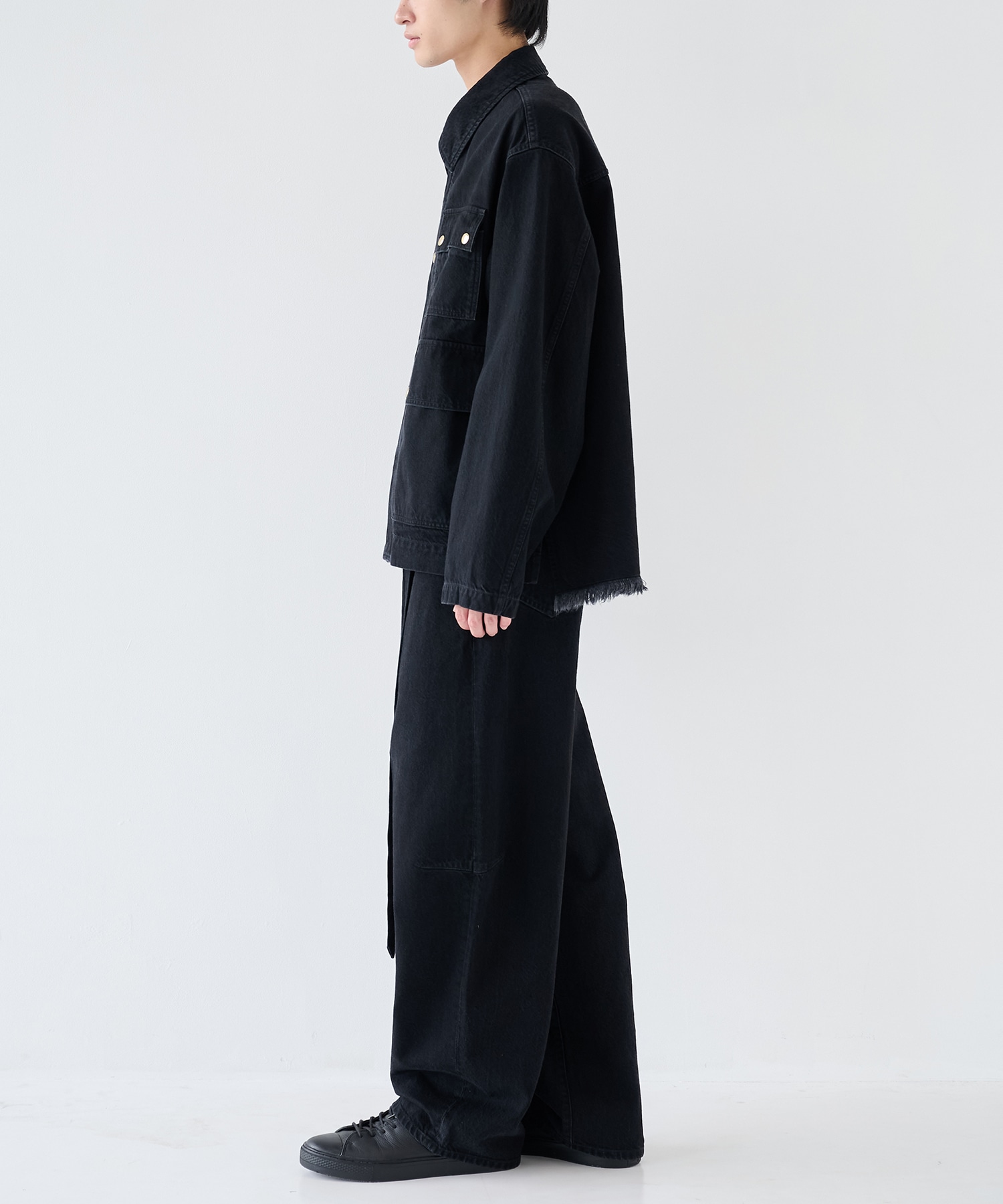 Barrel 1Tuck Wide Denim Pants with Long Belt CULLNI