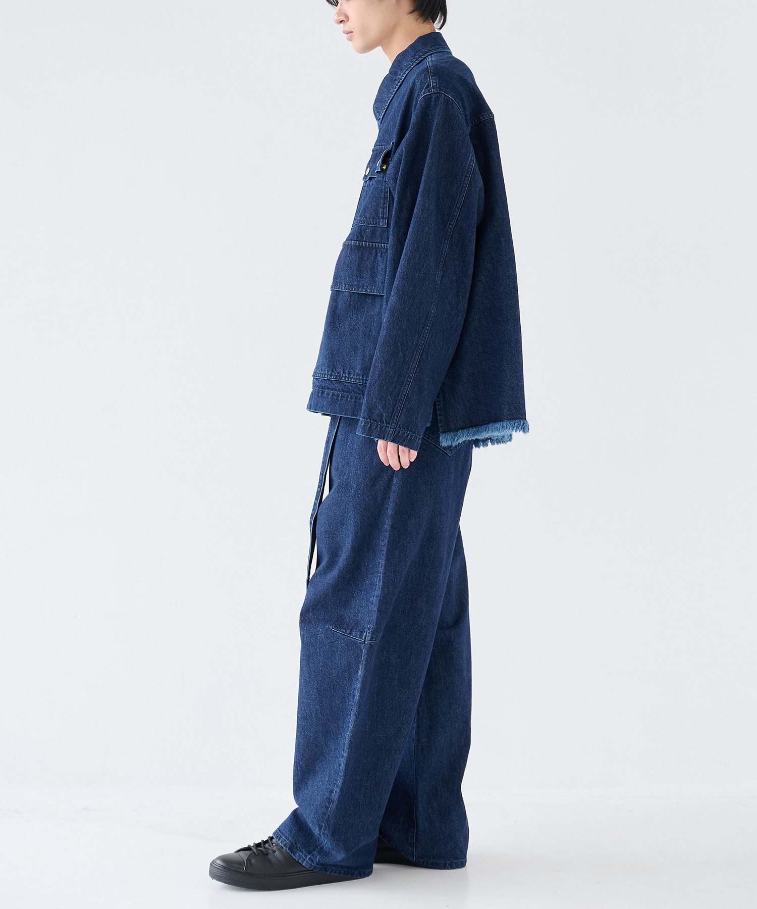Barrel 1Tuck Wide Denim Pants with Long Belt CULLNI