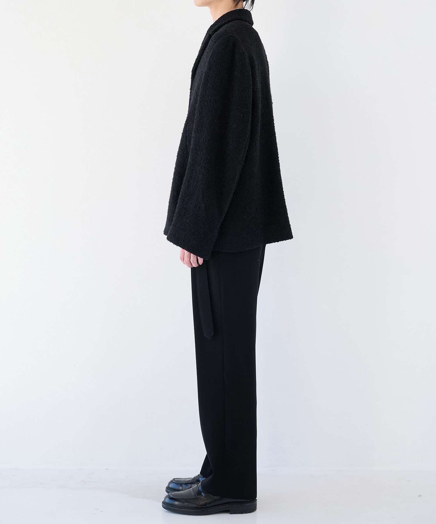 Double Cloth Twill 1Tuck Semi Wide Pants with Long Belt CULLNI