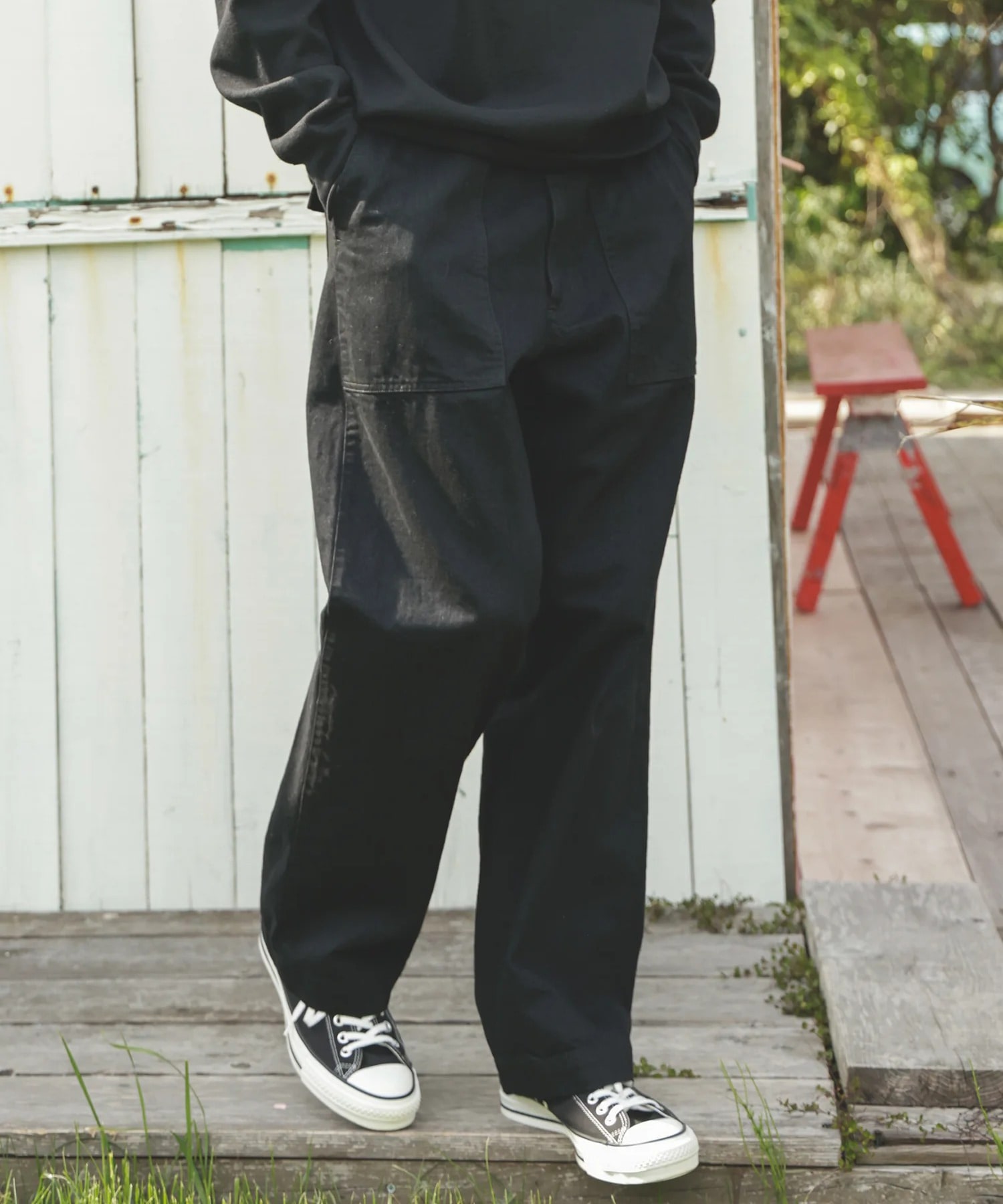 RINSE WASH 12oz CRUNCH DEINIM /UTILITY PANTS MR.OLIVE