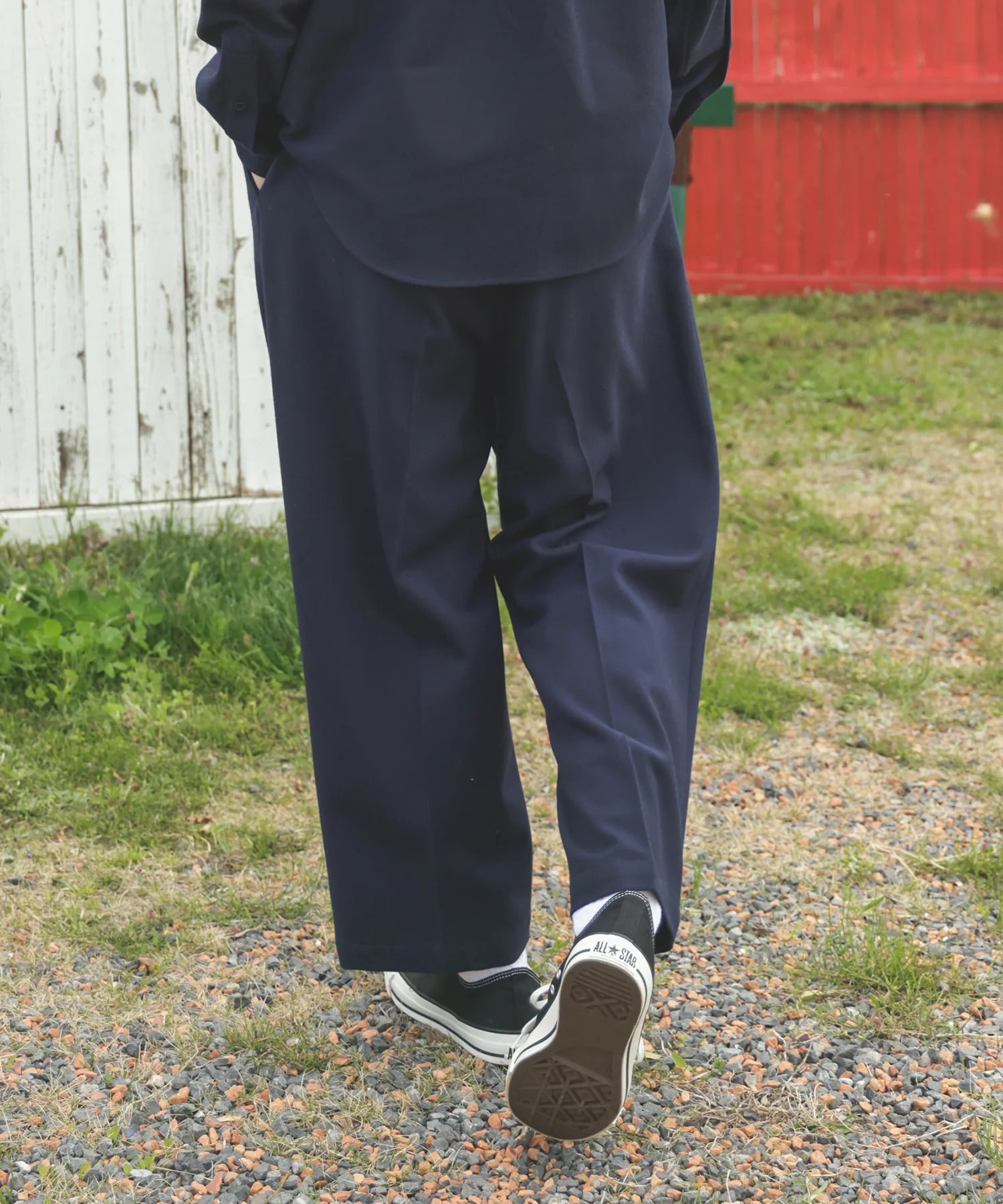 PEACHSKIN STRETCH GABARDINE /2TACK WIDE EASY PANTS MR.OLIVE