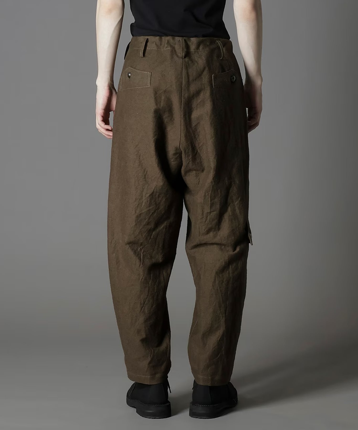 COTTON FLAX MOLESKIN POCKET SLIM PANTS GroundY