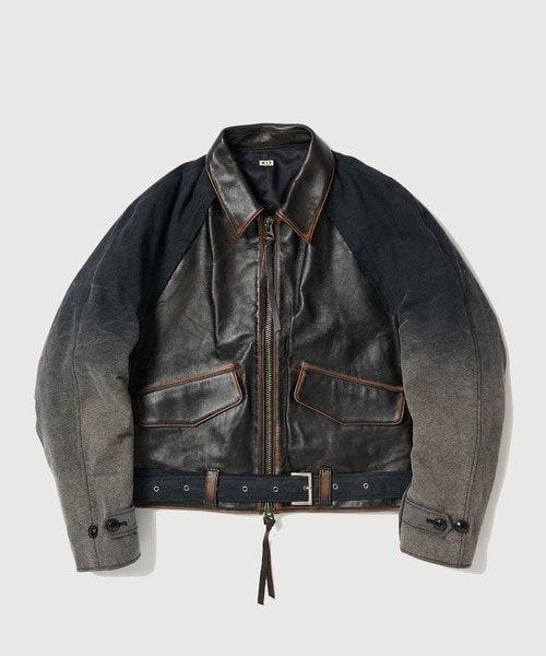 Vintage-effect lether jacket KHOKI