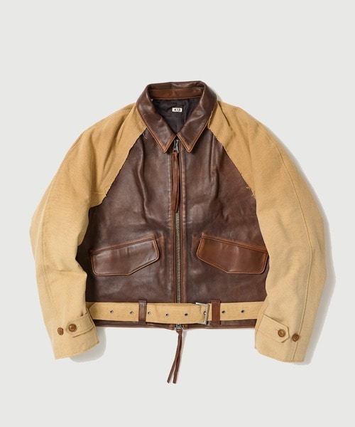 Vintage-effect lether jacket KHOKI