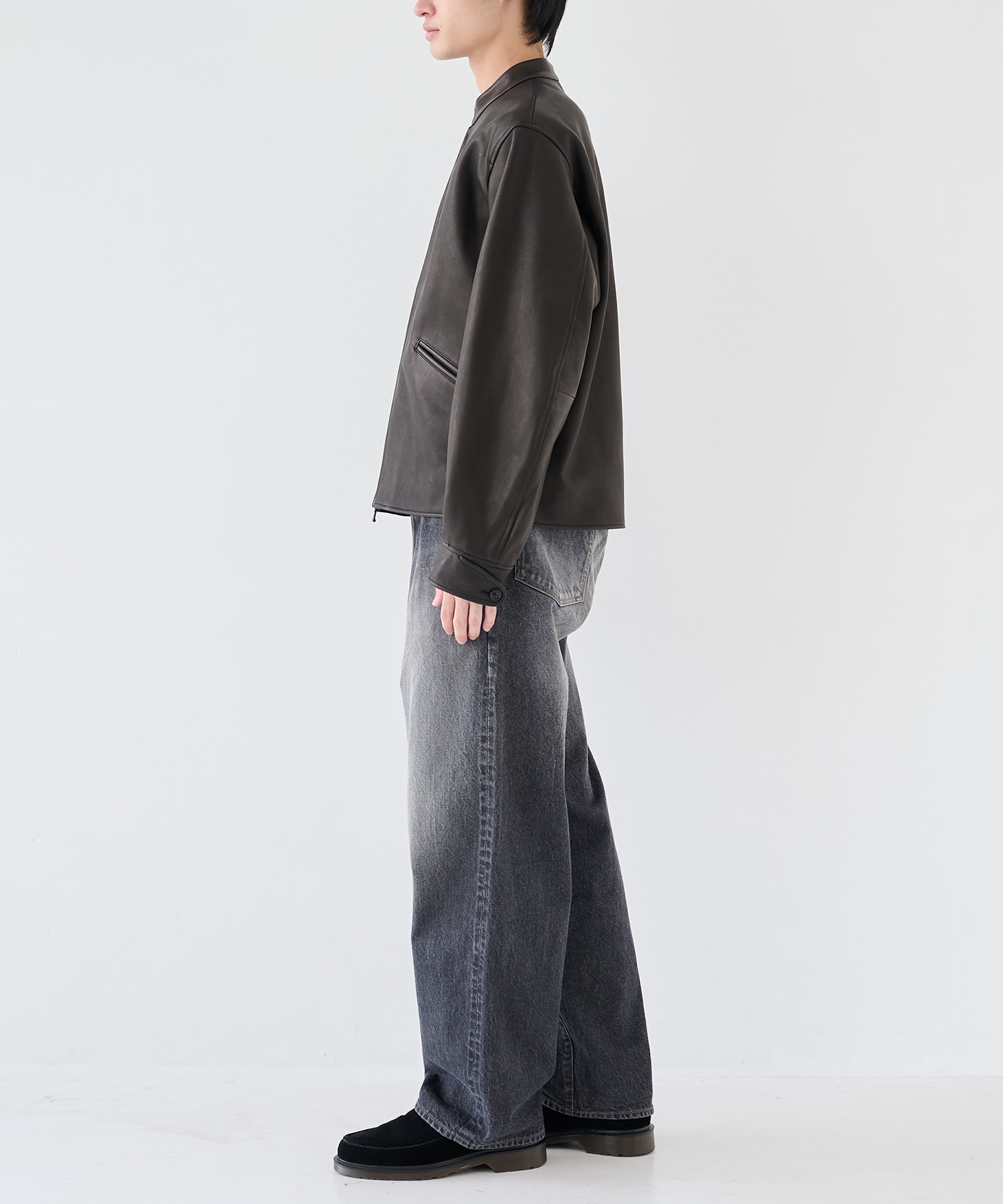 Lamb Leather Zip Short Jacket blurhms