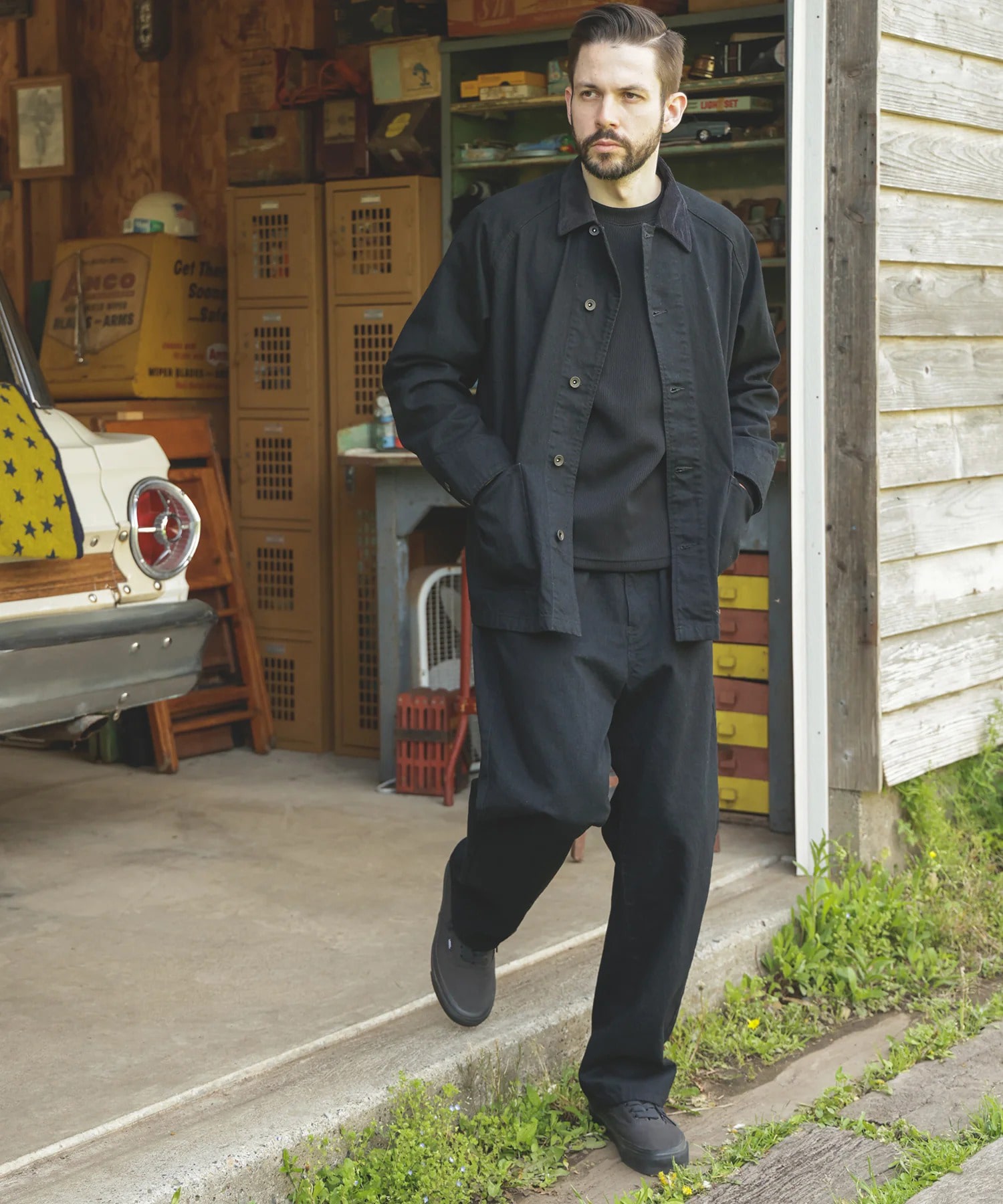 RINSE WASH 12oz CRUNCH DEINIM /5-BUTTON COVERALL MR.OLIVE