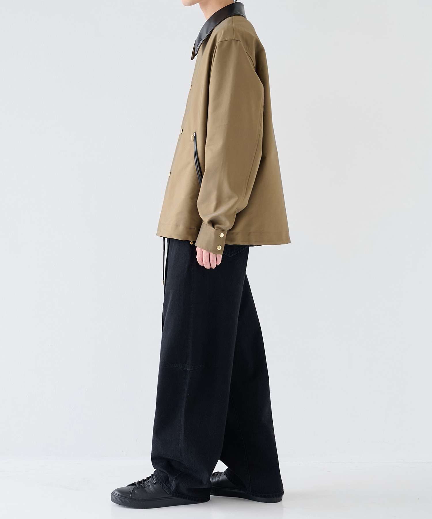 Chambray Gabardine Dot Button Coach Jacket CULLNI