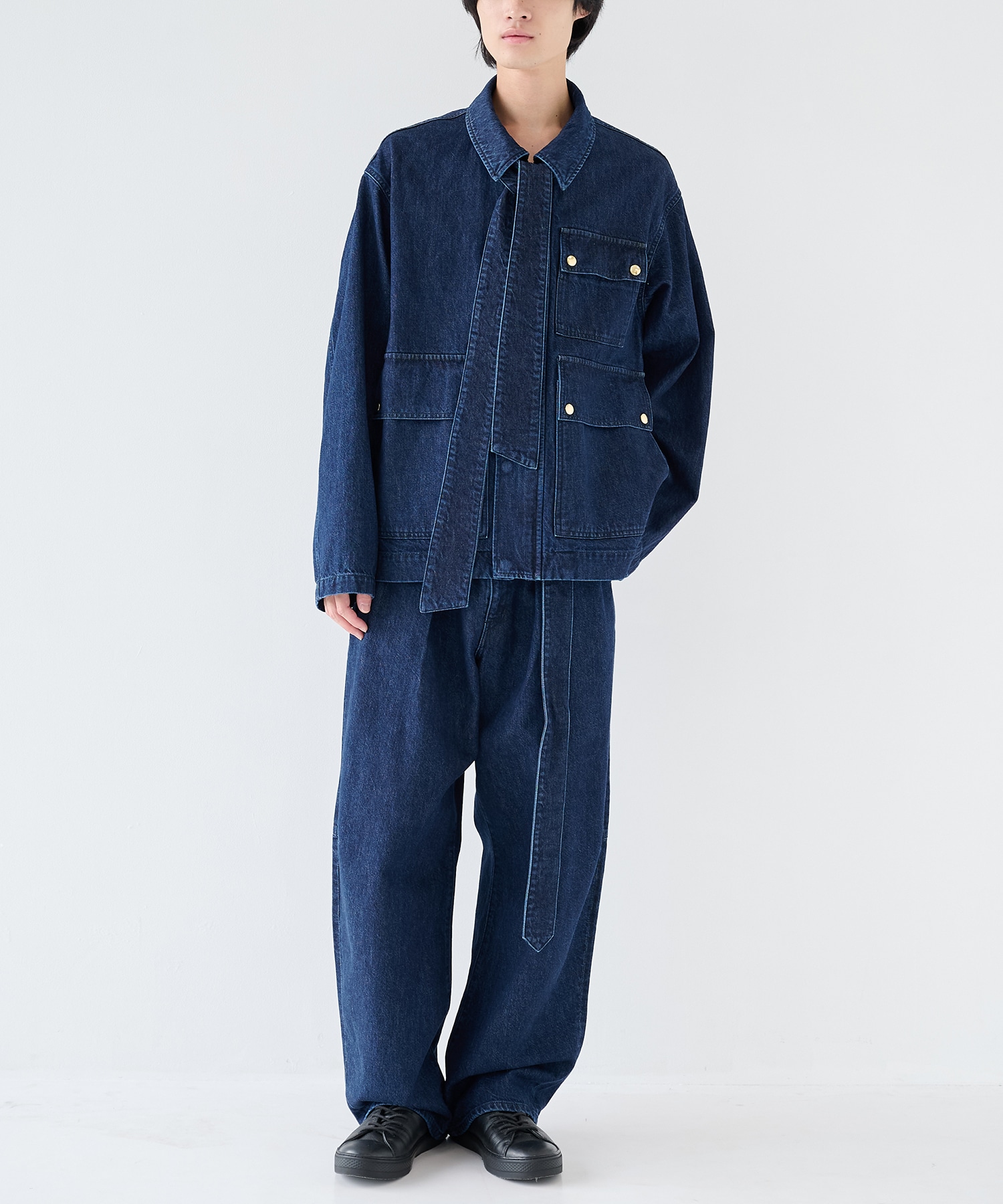 Big Flap Pocket Bow Tie Denim Jacket CULLNI