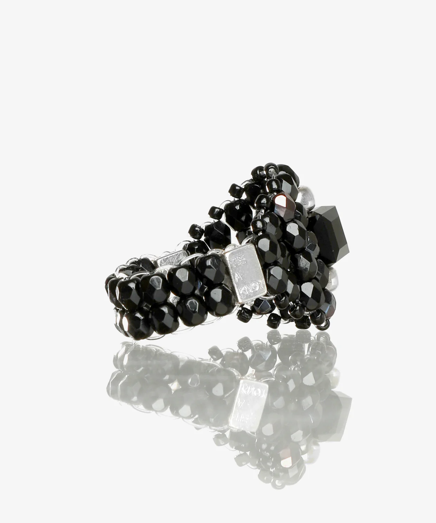 Needles x Tie A Knot Square Crystal Beads Ring NEEDLES