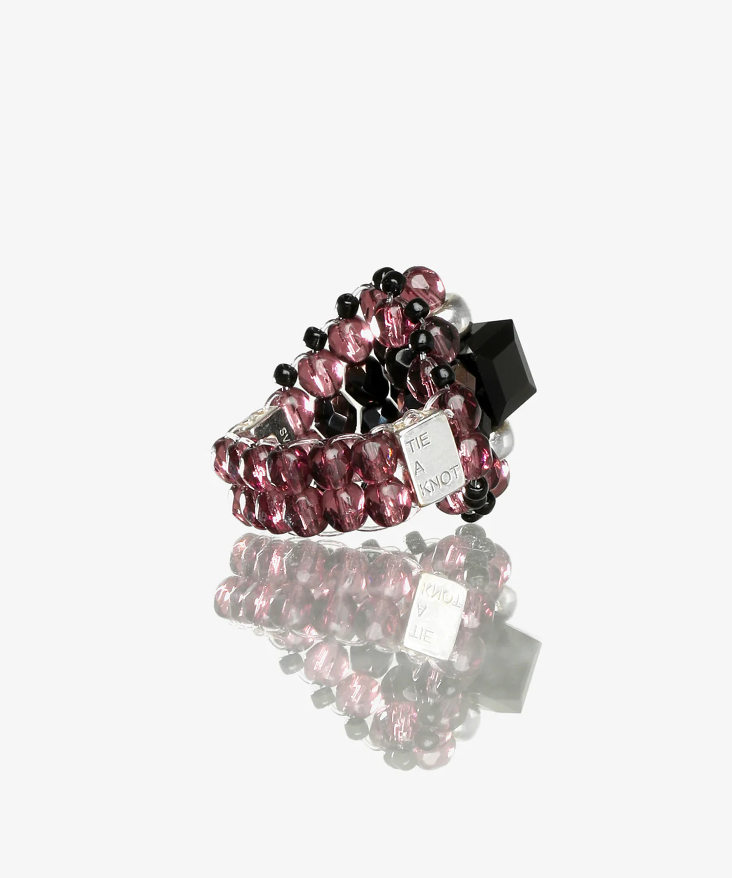 Needles x Tie A Knot Square Crystal Beads Ring NEEDLES