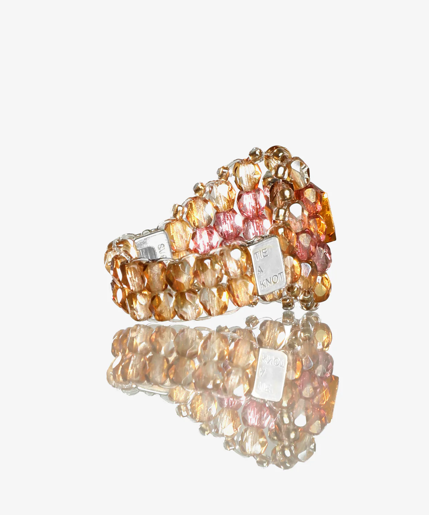 Needles x Tie A Knot Square Crystal Beads Ring NEEDLES