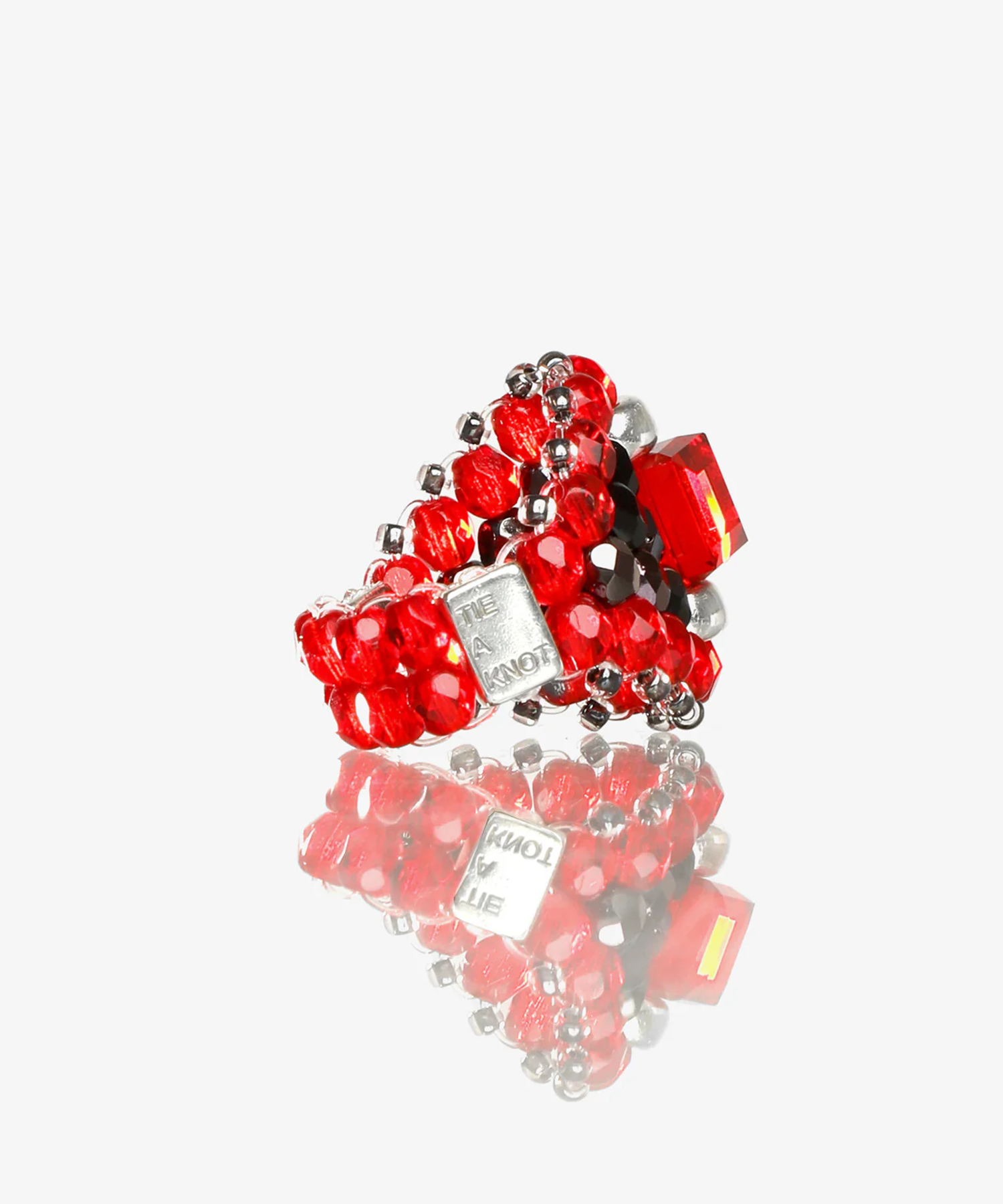 Needles x Tie A Knot Square Crystal Beads Ring NEEDLES