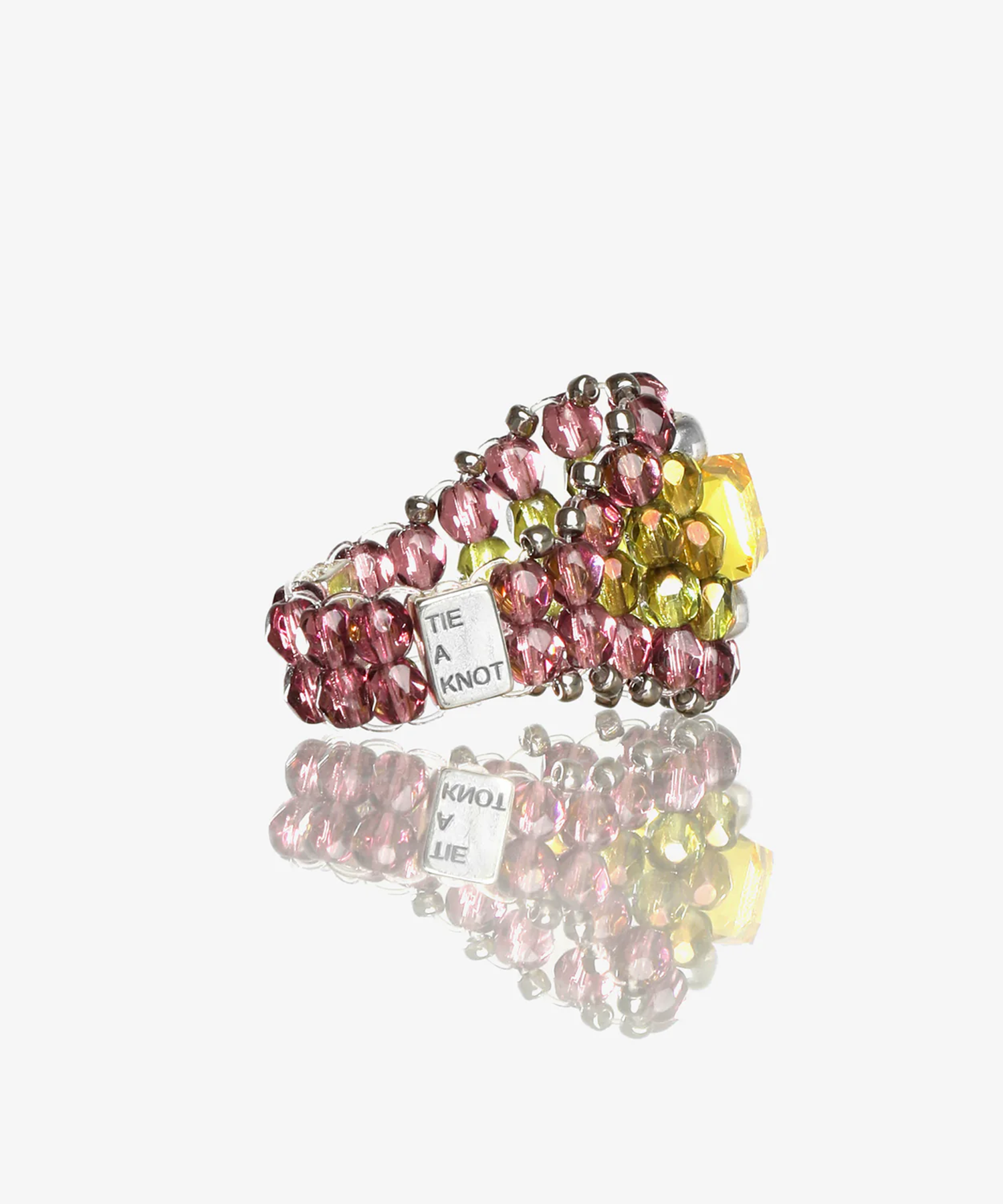 Needles x Tie A Knot Square Crystal Beads Ring NEEDLES
