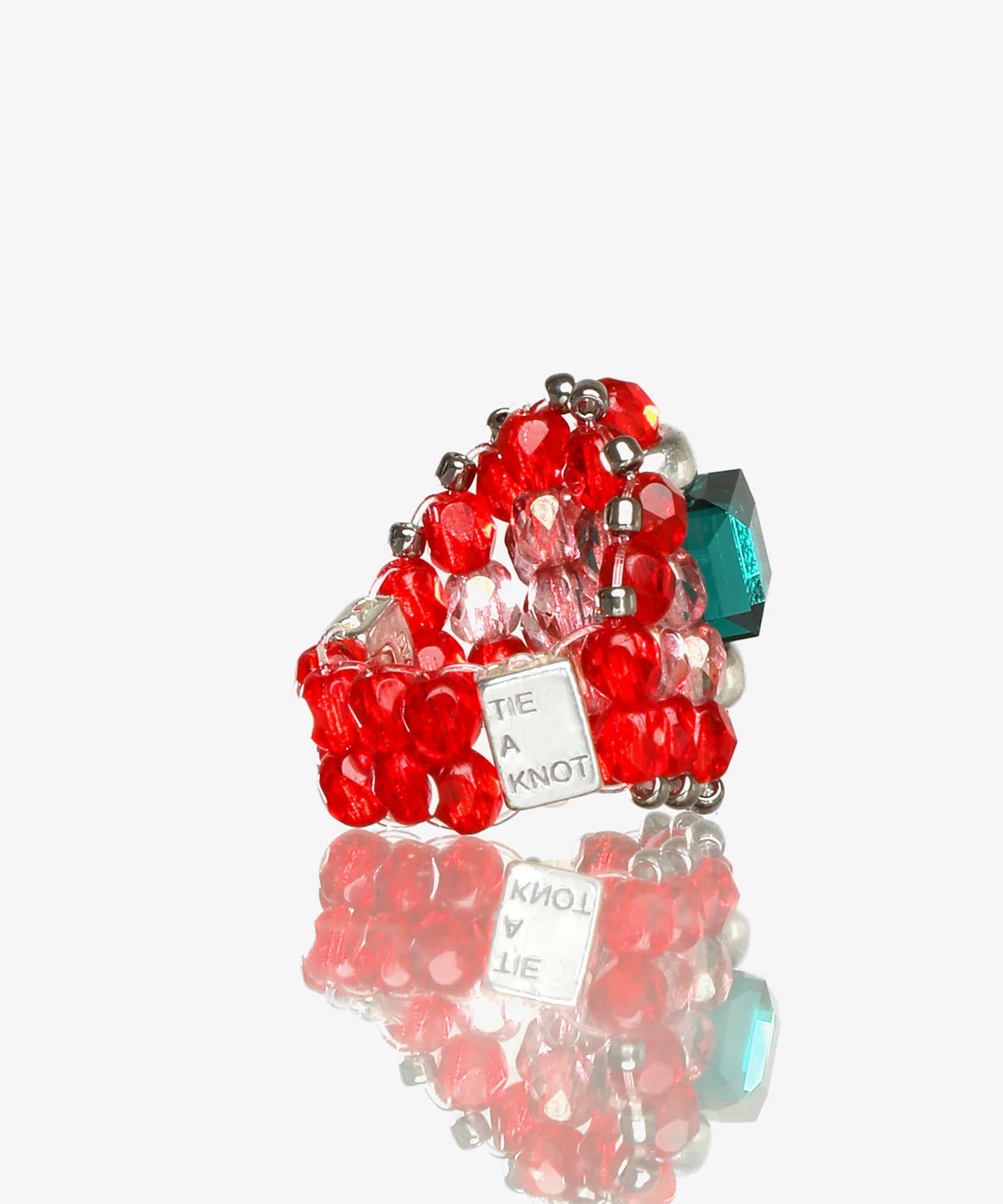 Needles x Tie A Knot Square Crystal Beads Ring NEEDLES
