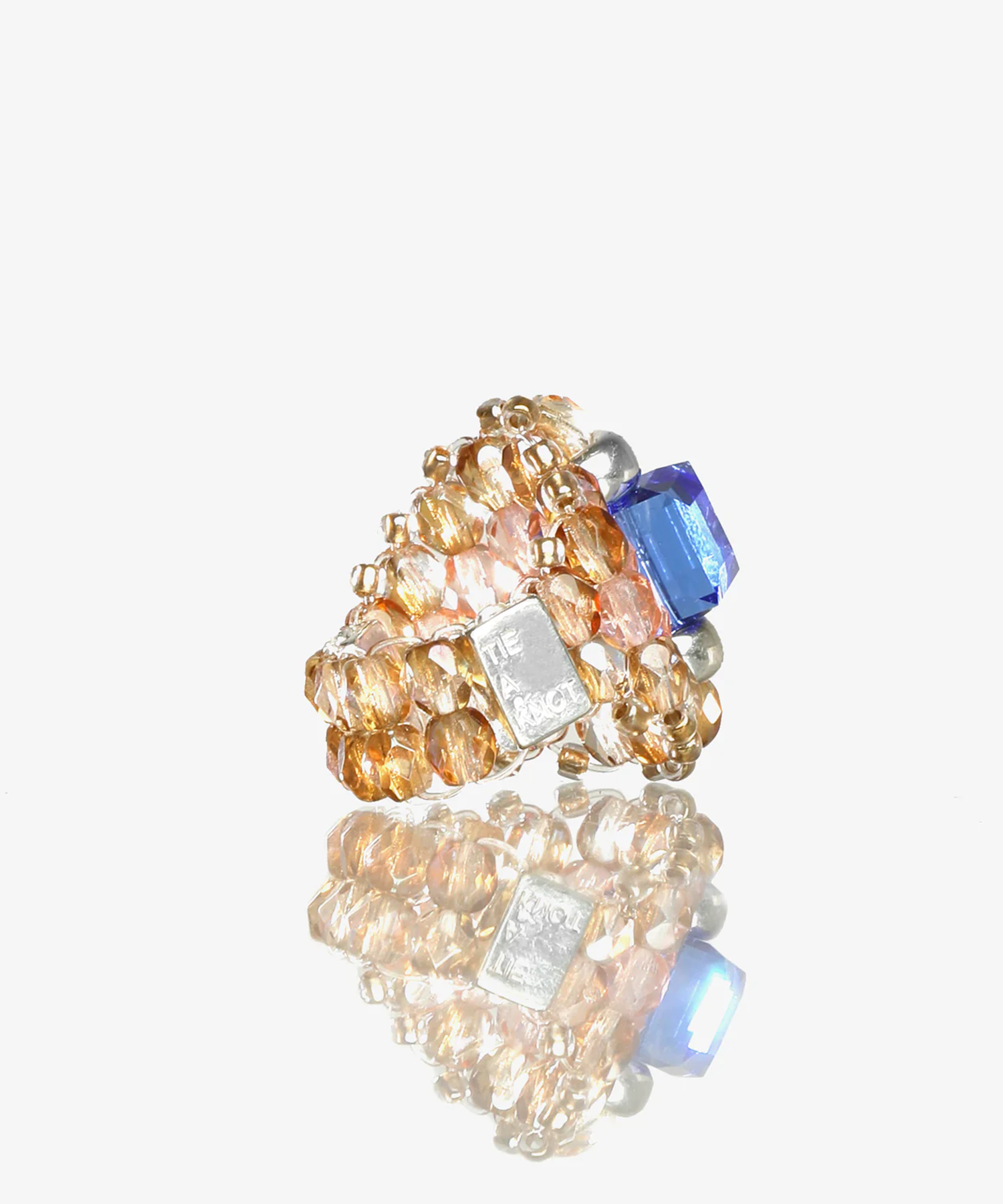 Needles x Tie A Knot Square Crystal Beads Ring NEEDLES