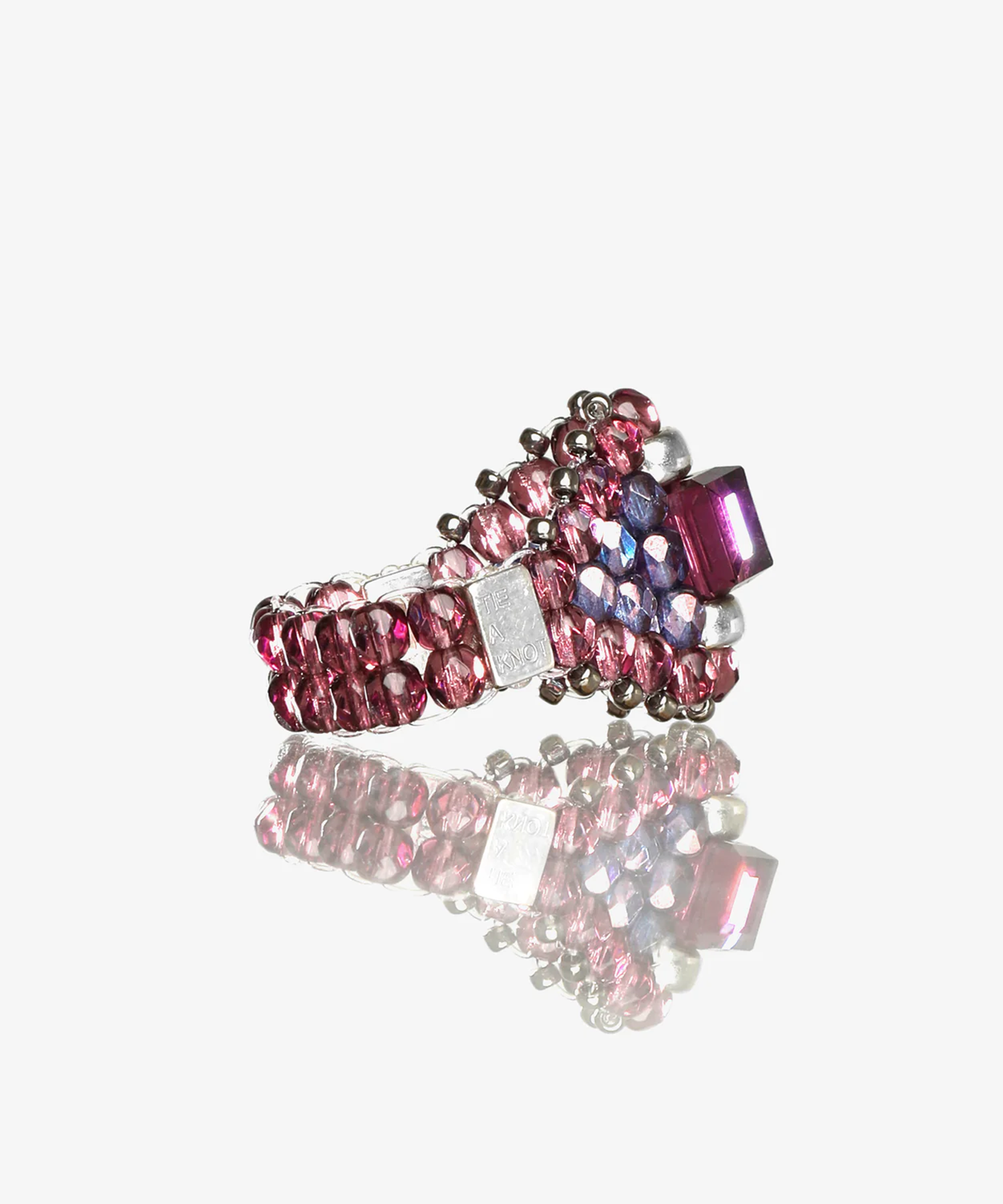 Needles x Tie A Knot Square Crystal Beads Ring NEEDLES
