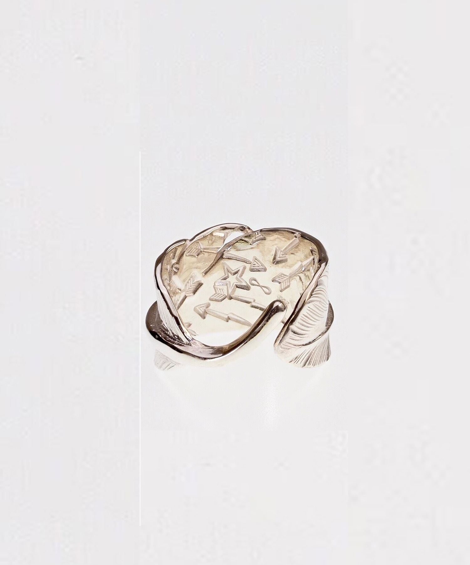 R-016 K１８マーク付きスタンプフェザーリング Middle WAKAN SILVER SMITH