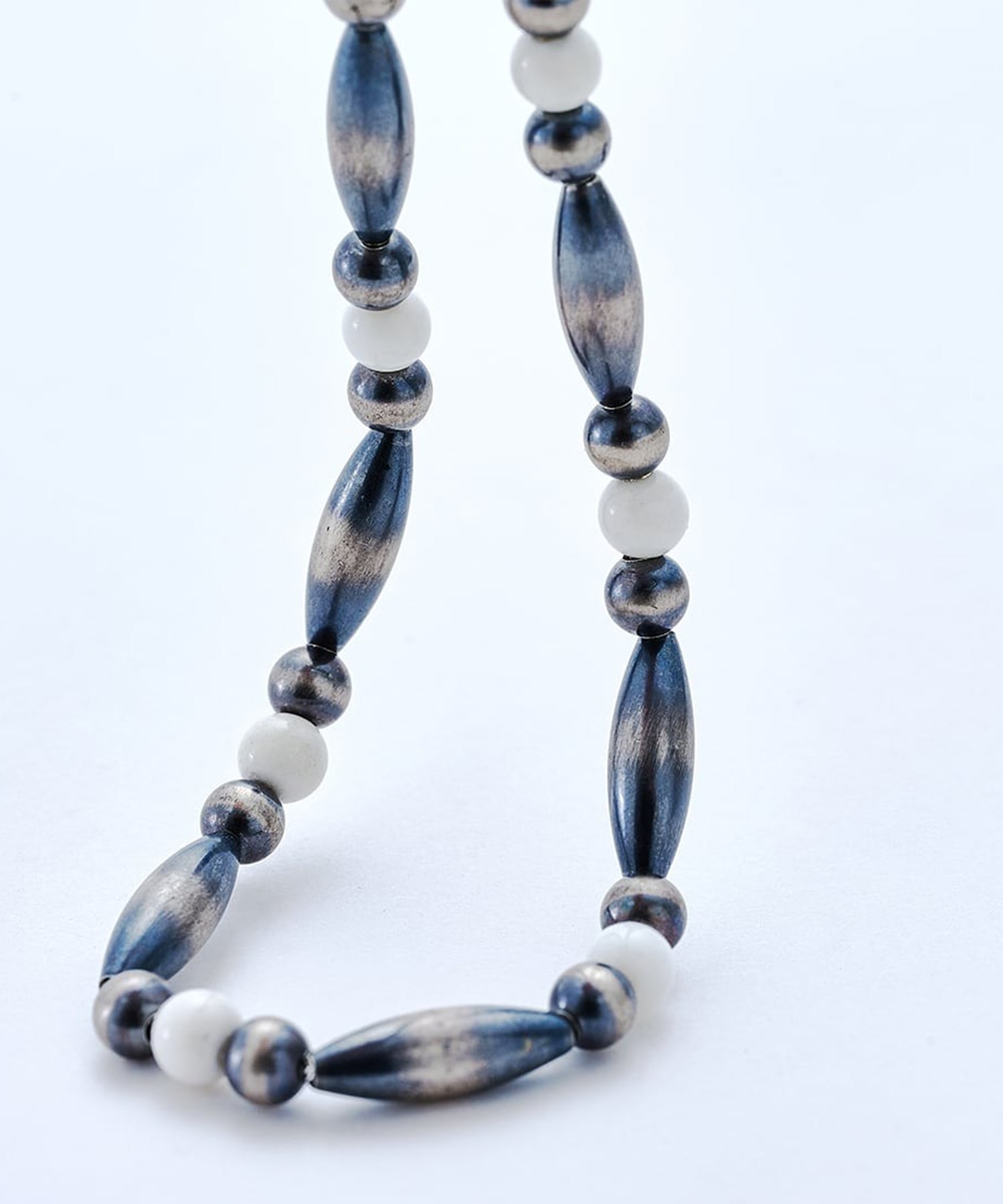 C-048 Breastplate Navajo Pearl Necklace(White onyx) (47cm) WAKAN SILVER SMITH