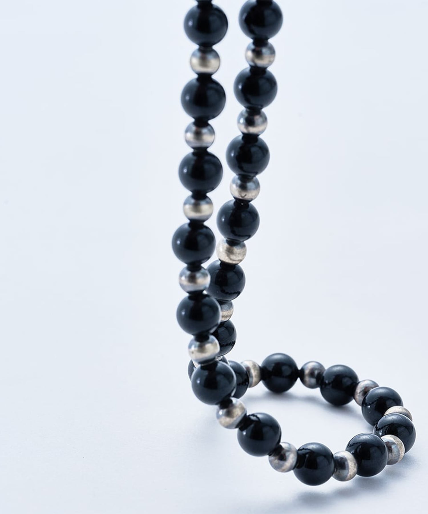 C-049 Navajo Pearl Necklace(Black Tourmaline) (47cm) WAKAN SILVER SMITH