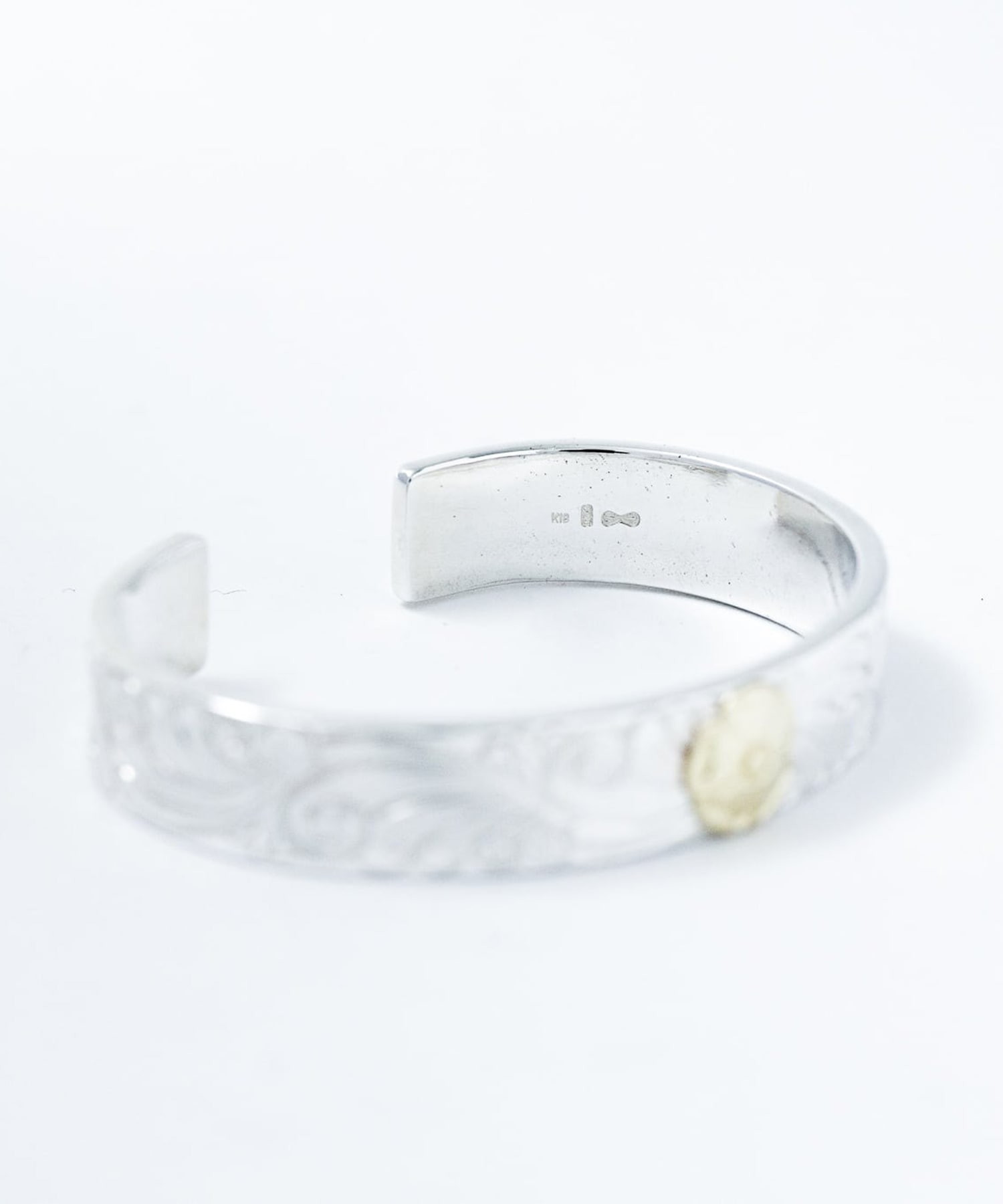 BN-073 平打ち15mm Arabesque bangle K18 Wild Rose WAKAN SILVER SMITH