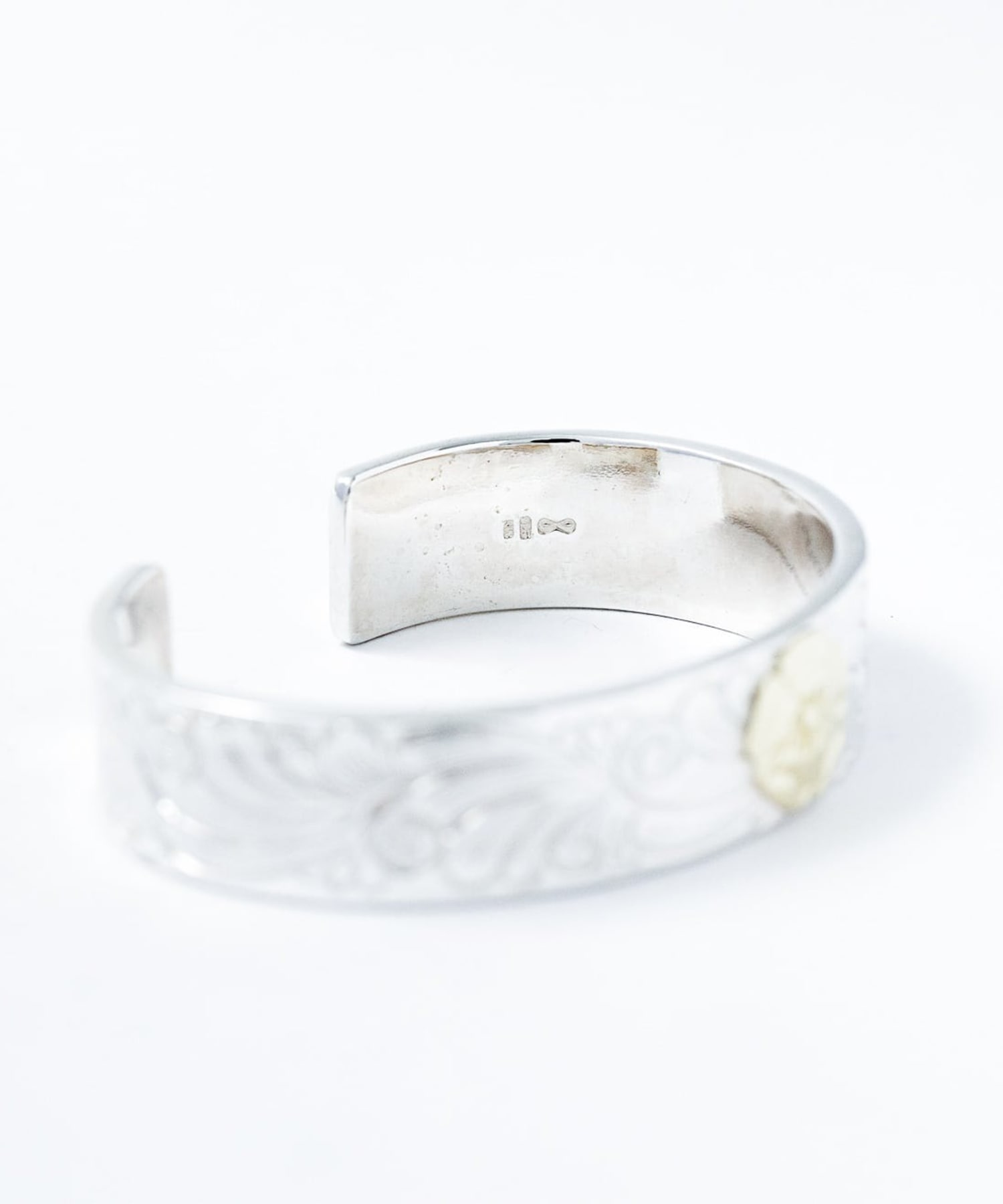 BN-074 平打ち15mm Arabesque bangle K18 Wild Rose WAKAN SILVER SMITH