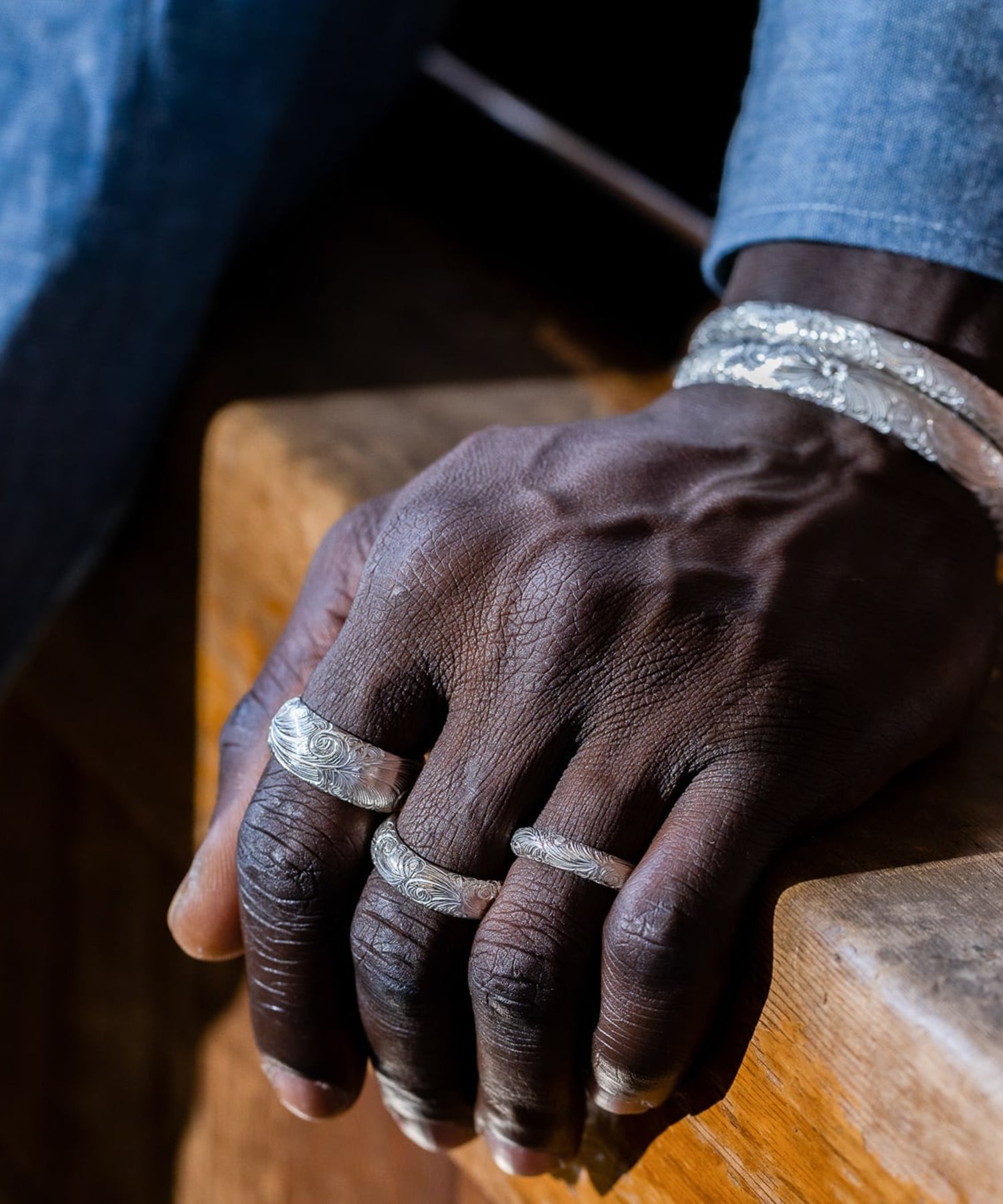 R-064 Arabesque half round ring (M) WAKAN SILVER SMITH