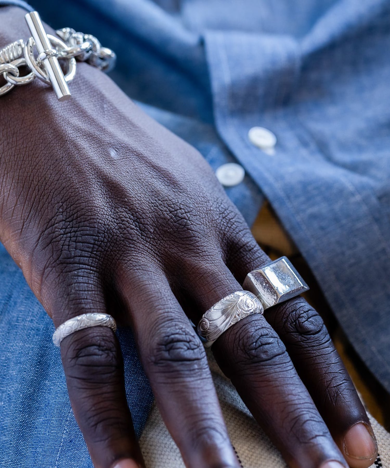 R-065 Arabesque half round ring (L) WAKAN SILVER SMITH