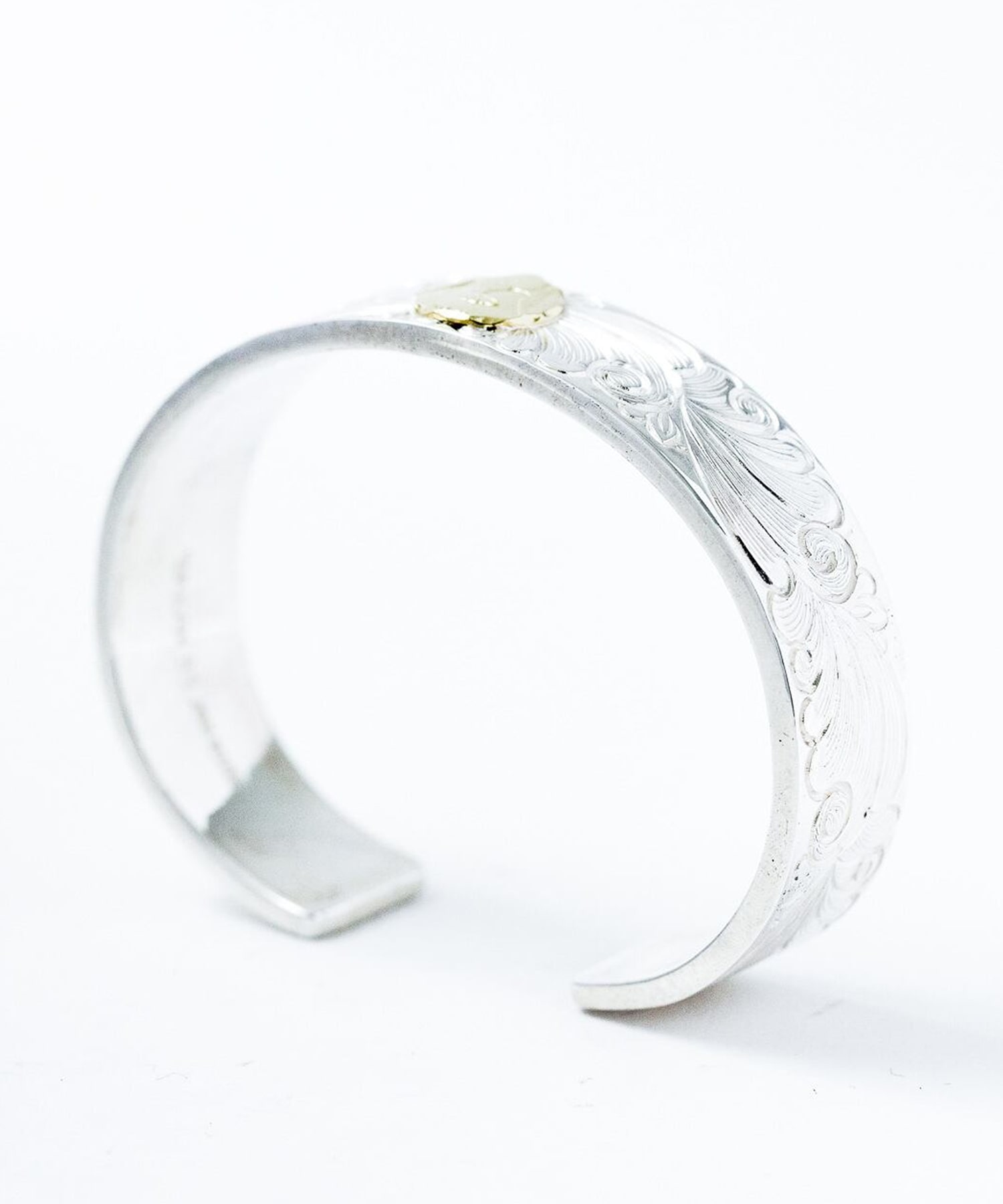 BN-076 平打ち15mm Arabesque bangle K18 Morgan Eagle WAKAN SILVER SMITH