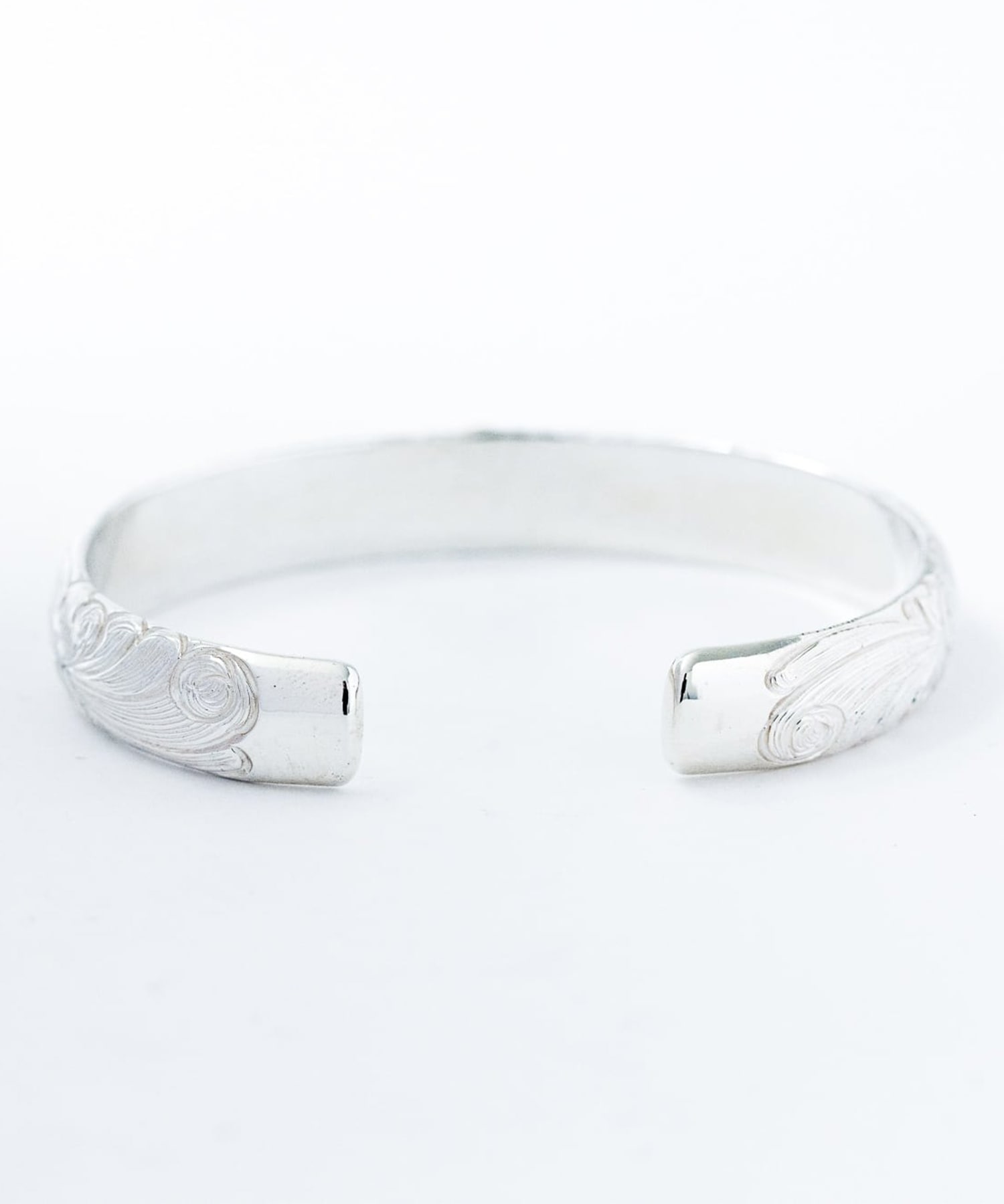 BN-078 10mm Arabesque half round bangle K18 Wild Rose WAKAN SILVER SMITH