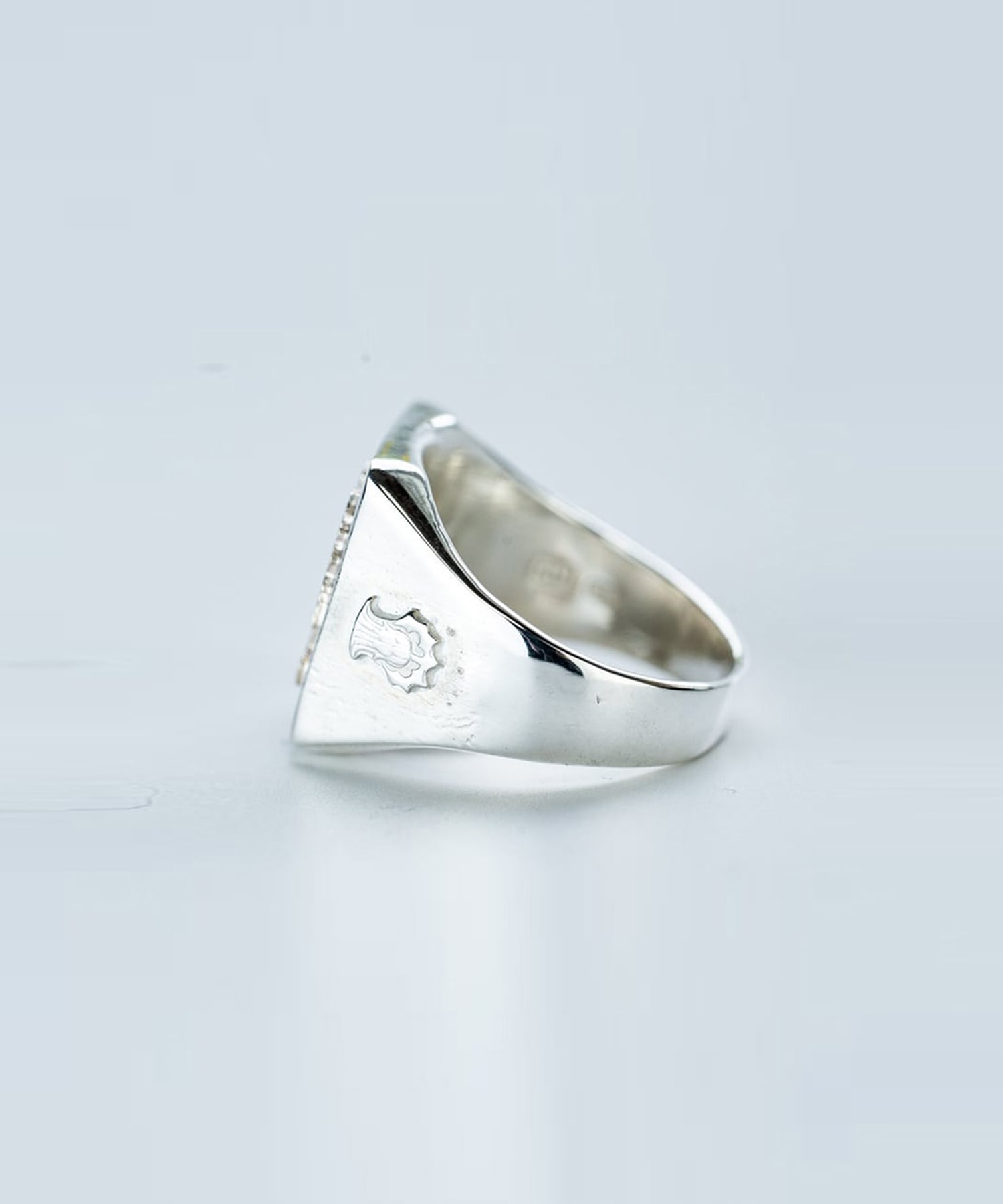 R-093 Rectangle signet ring flower (K10 Poland Eagle) WAKAN SILVER SMITH