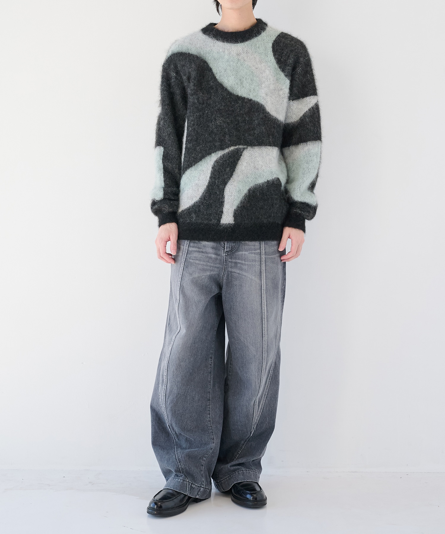 別注 Mohair Jacquard Crew Neck Knit WRAPINKNOT