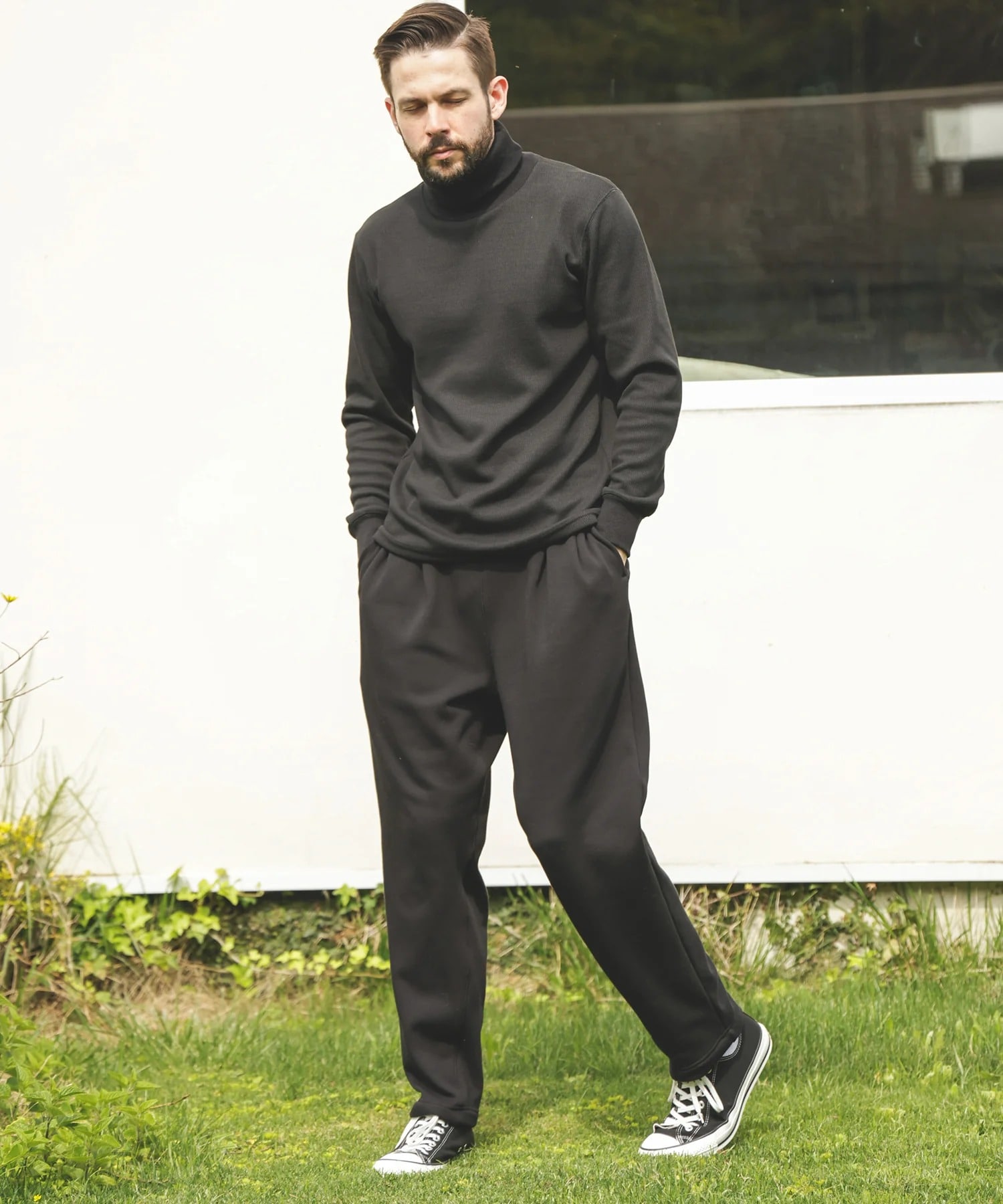 SUPER HEAT JERSEY /TAPERED EASY KNIT PANTS MR.OLIVE