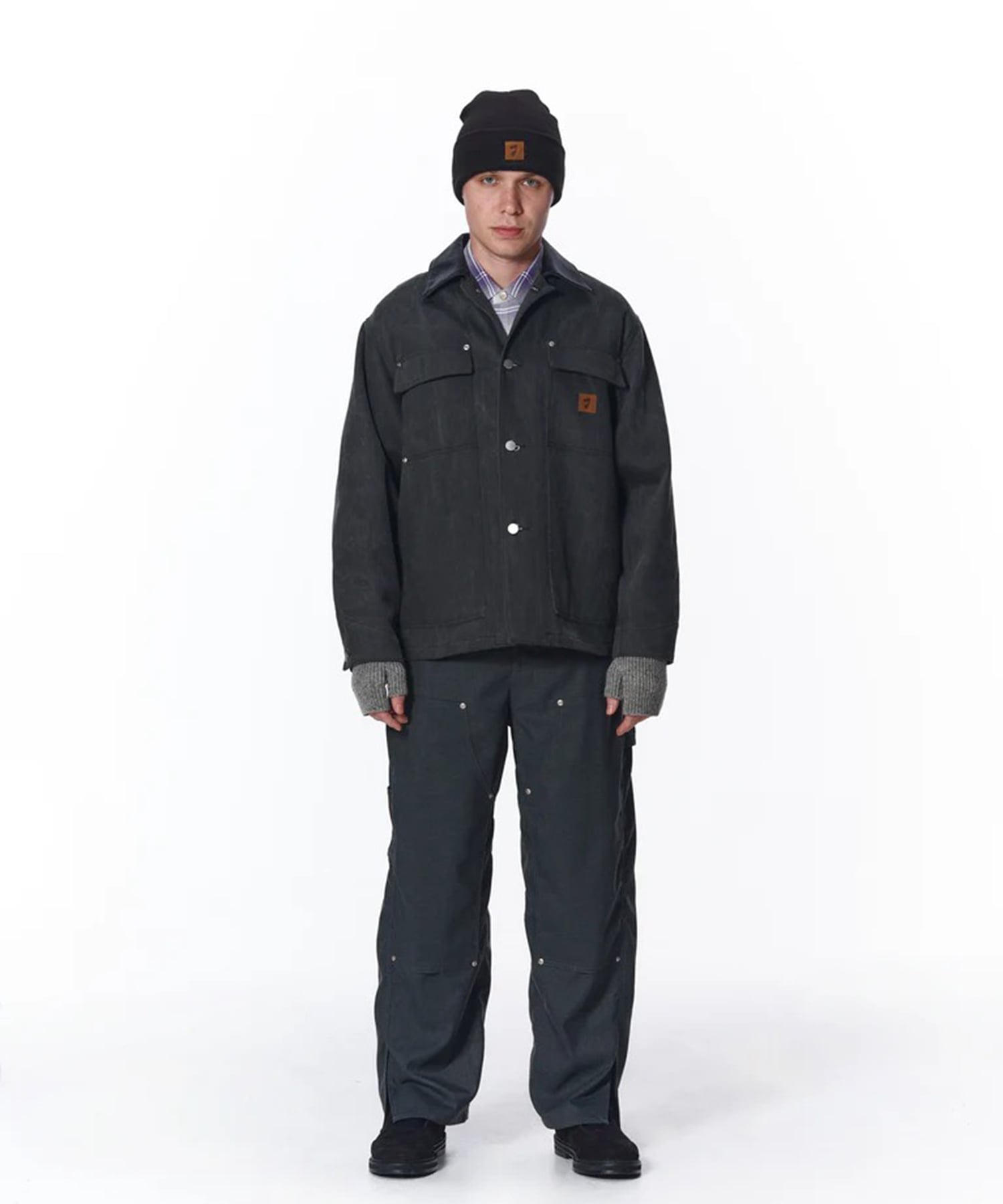 LEATHER COLLAR FADE COVERALL JieDa