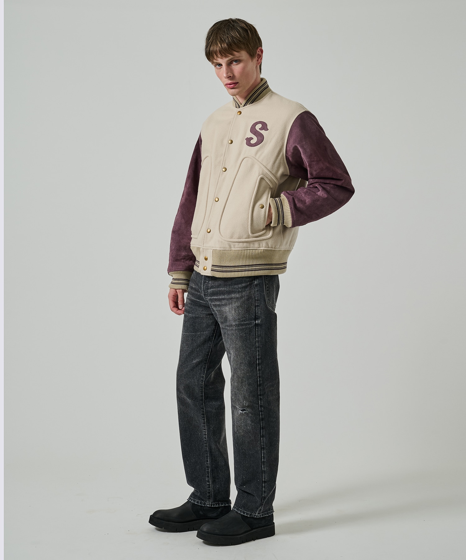 LEATHER STUDIUM JACKET SUGARHILL