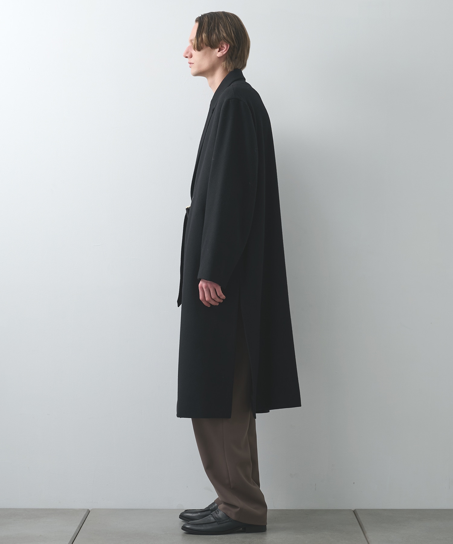 Lamb Wool Melton Tie Locken Long Chester Coat CULLNI