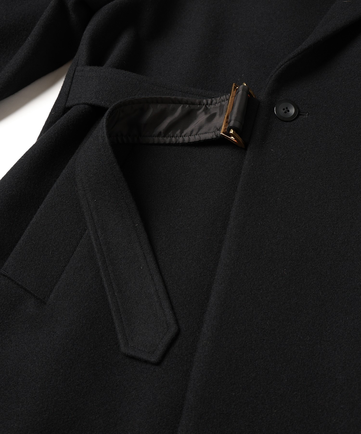 Lamb Wool Melton Tie Locken Long Chester Coat CULLNI