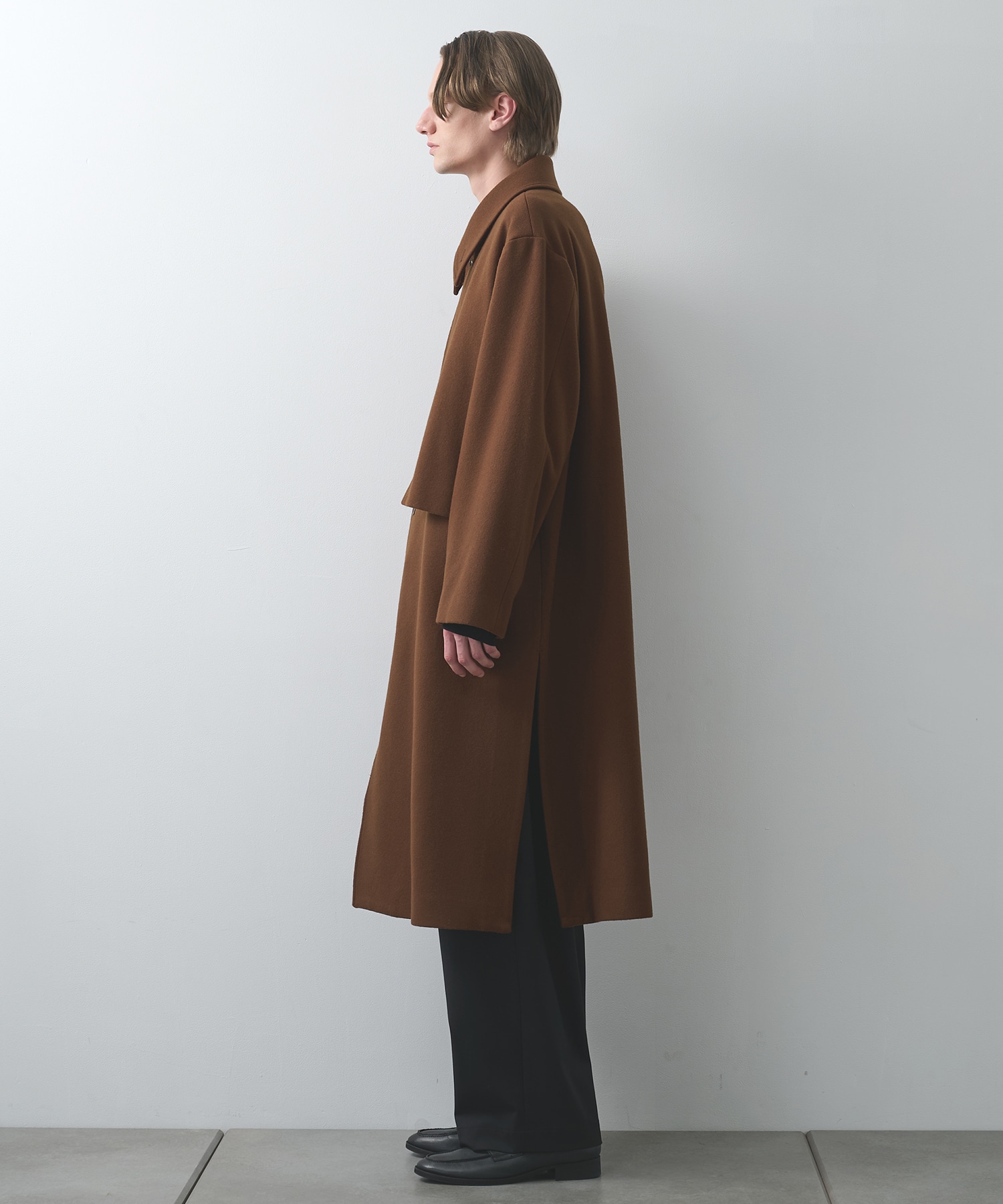 Lamb Wool Melton Layerd Long Coat CULLNI