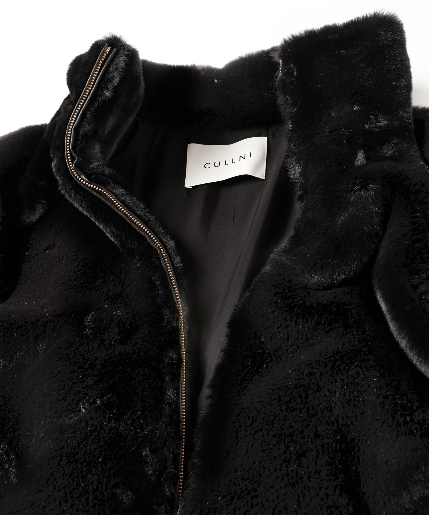 Eco Fur Zip Up Stand Coller Coat CULLNI