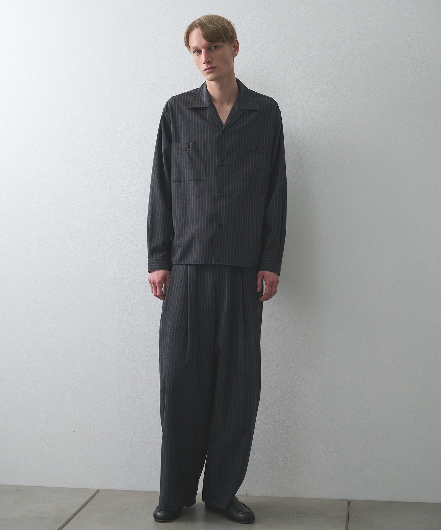 2/72ウールトロピカルワッシャー / ダブルポケットオープンカラーシャツ MARKAWARE/marka