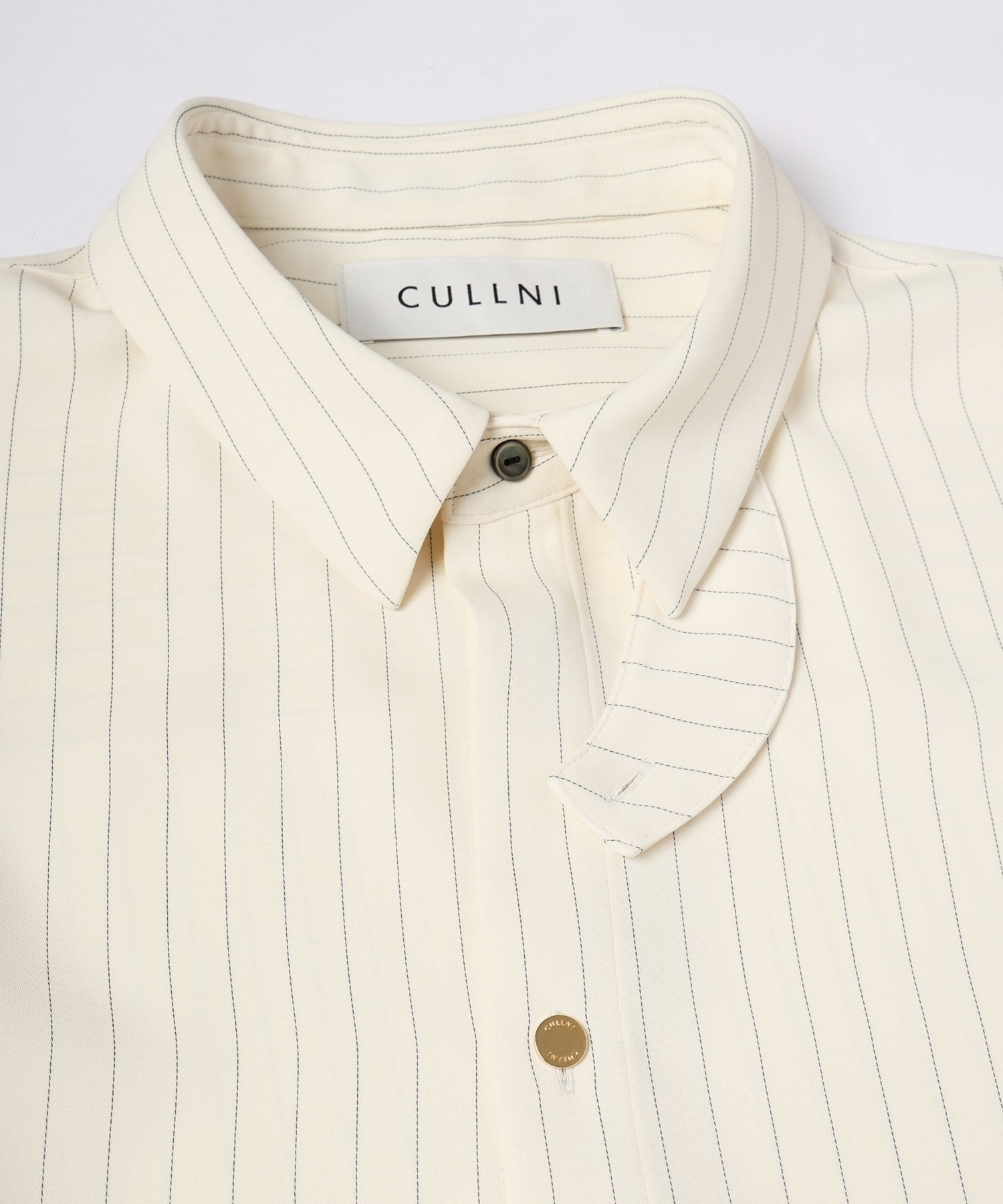 Stripe Double Cloth Chin Tab Long Sleeve Shirt CULLNI