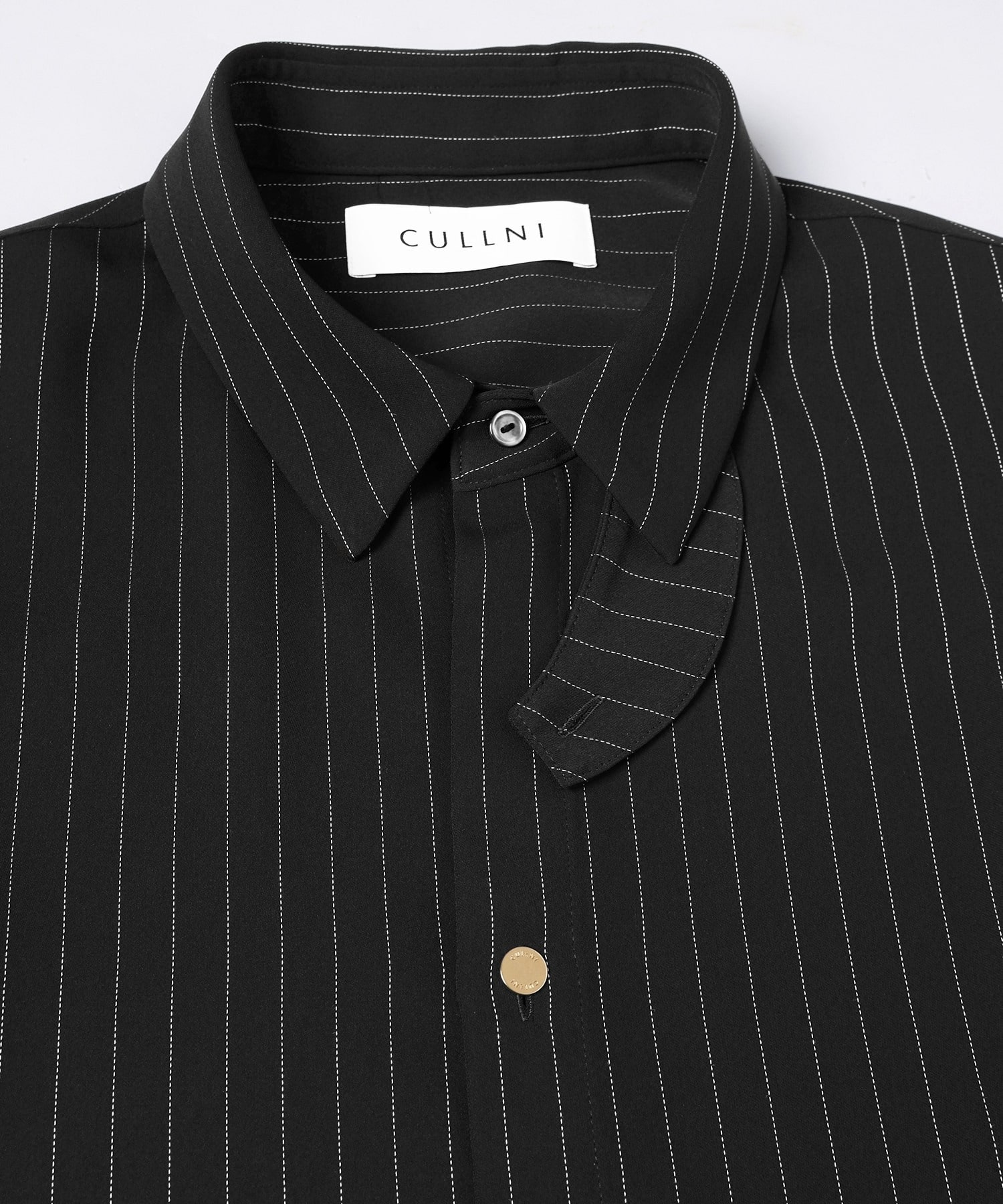 Stripe Double Cloth Chin Tab Long Sleeve Shirt CULLNI