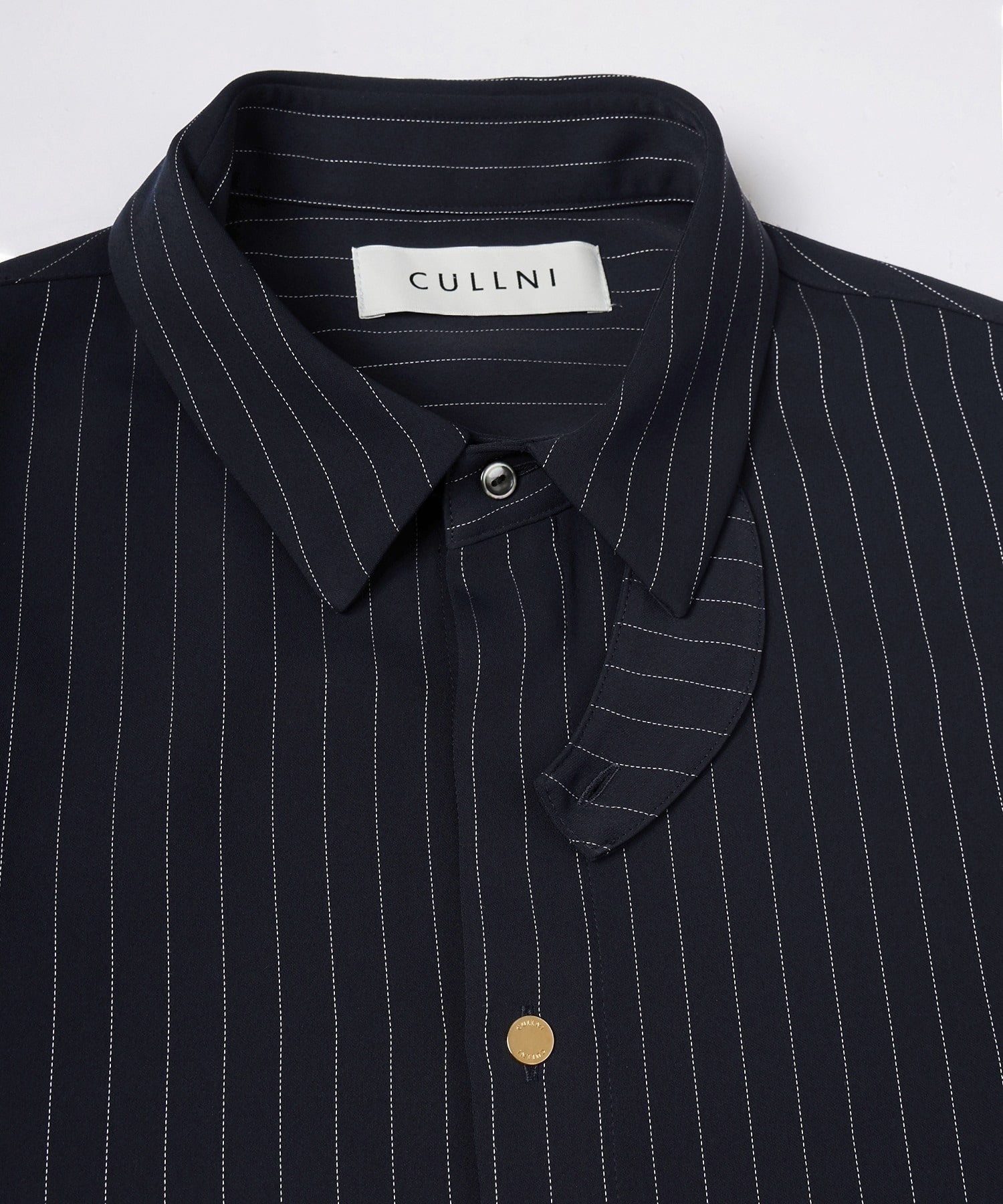 Stripe Double Cloth Chin Tab Long Sleeve Shirt CULLNI