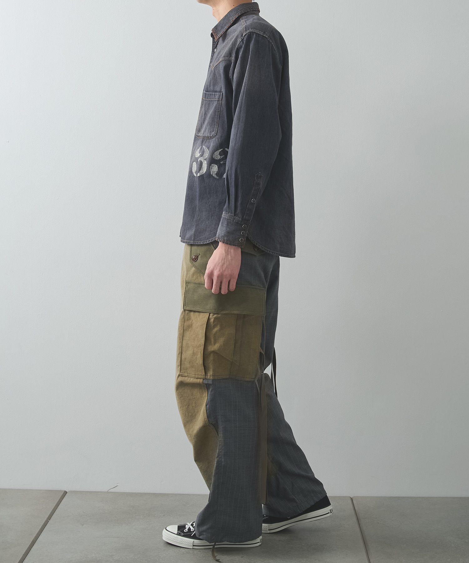 Hand-Embroidered Denim Shirt KHOKI